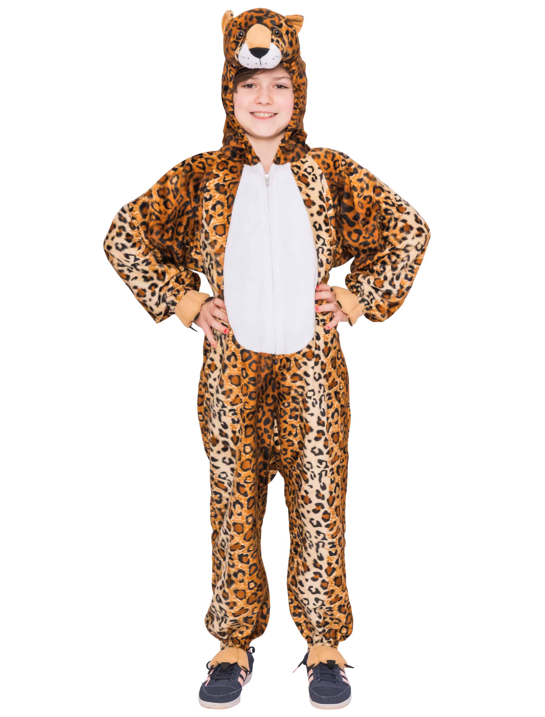 Overall Leopard Plüsch Kinder braun 98-104