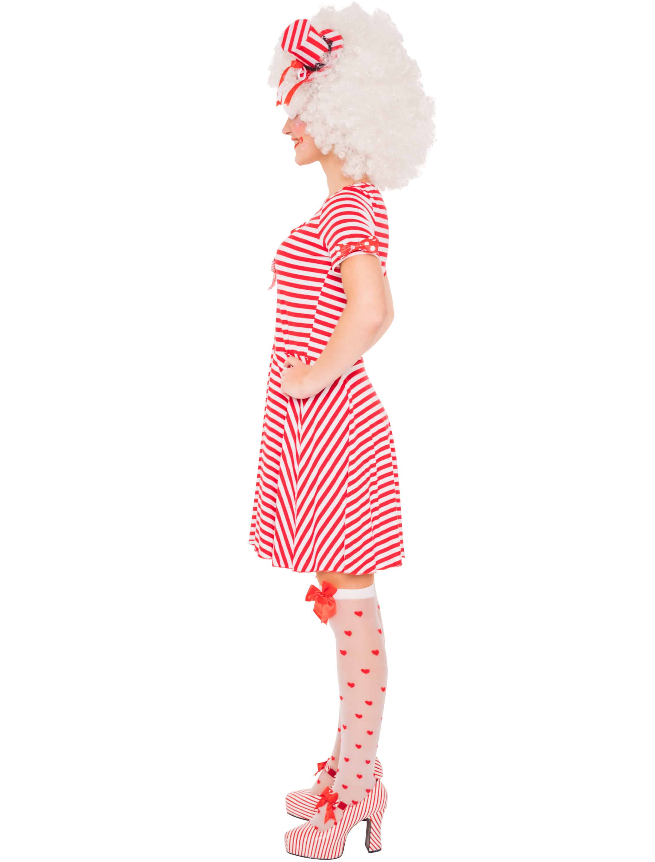 Kleid gestreift mit Schleifen Damen rot/weiß S/M