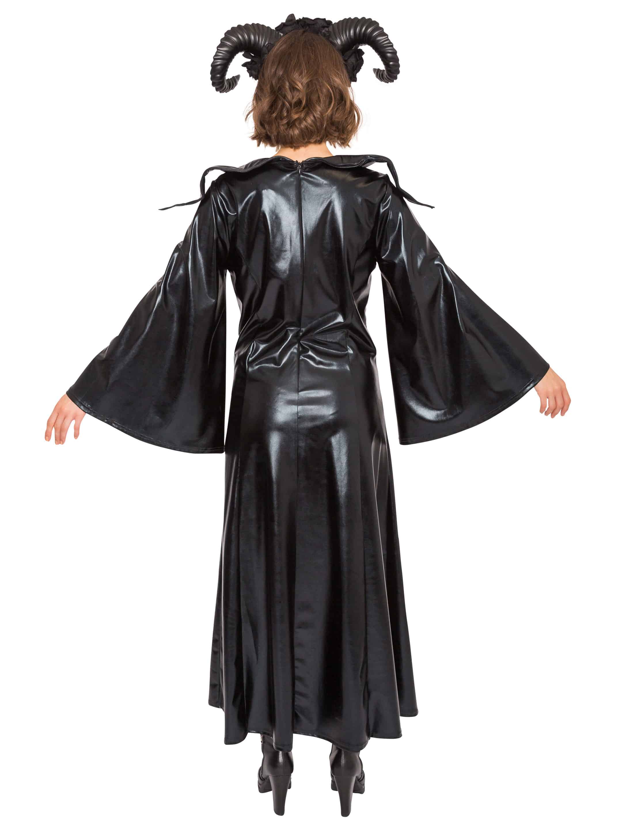 Kleid mit Doppelkragen lang Damen schwarz L/XL