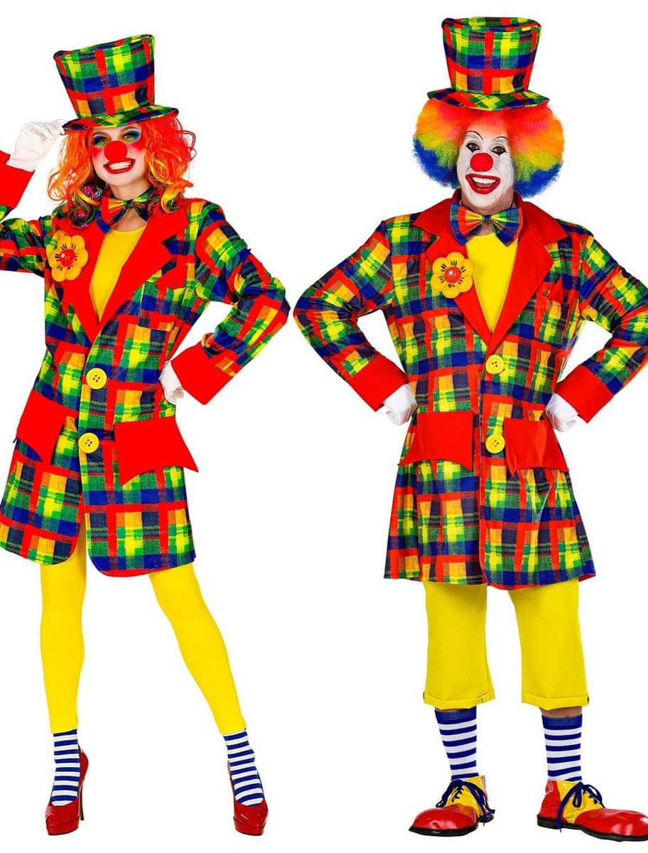 Mantel Clown mit Karos bunt XL