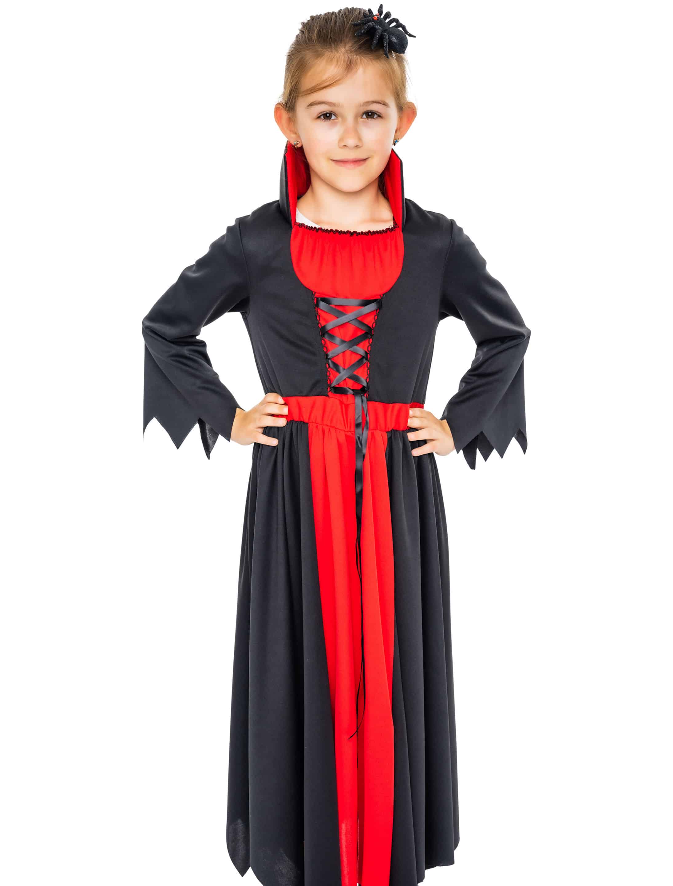 Kleid Hexe Kinder schwarz/rot 140