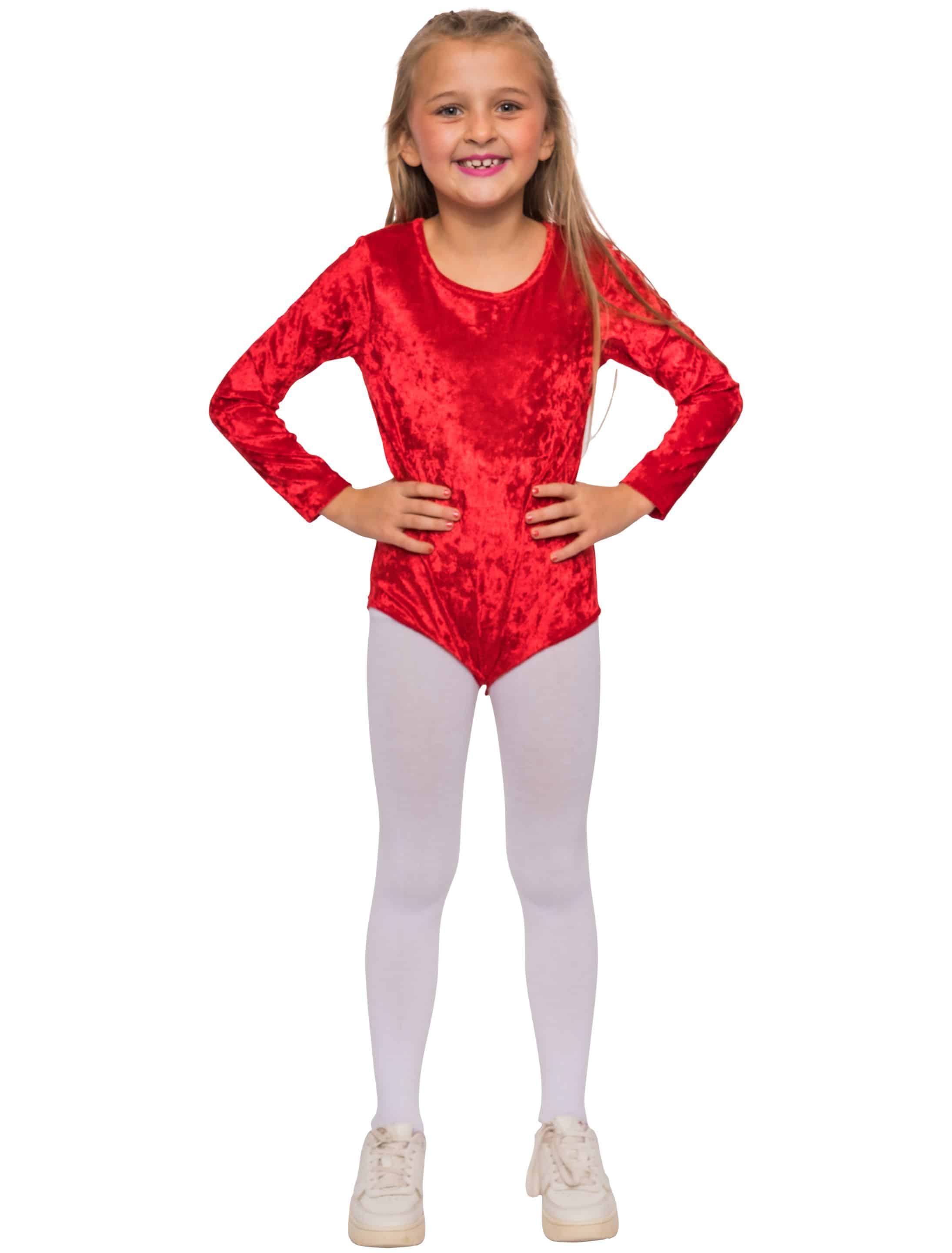 Body langarm Samt Kinder rot 116-128