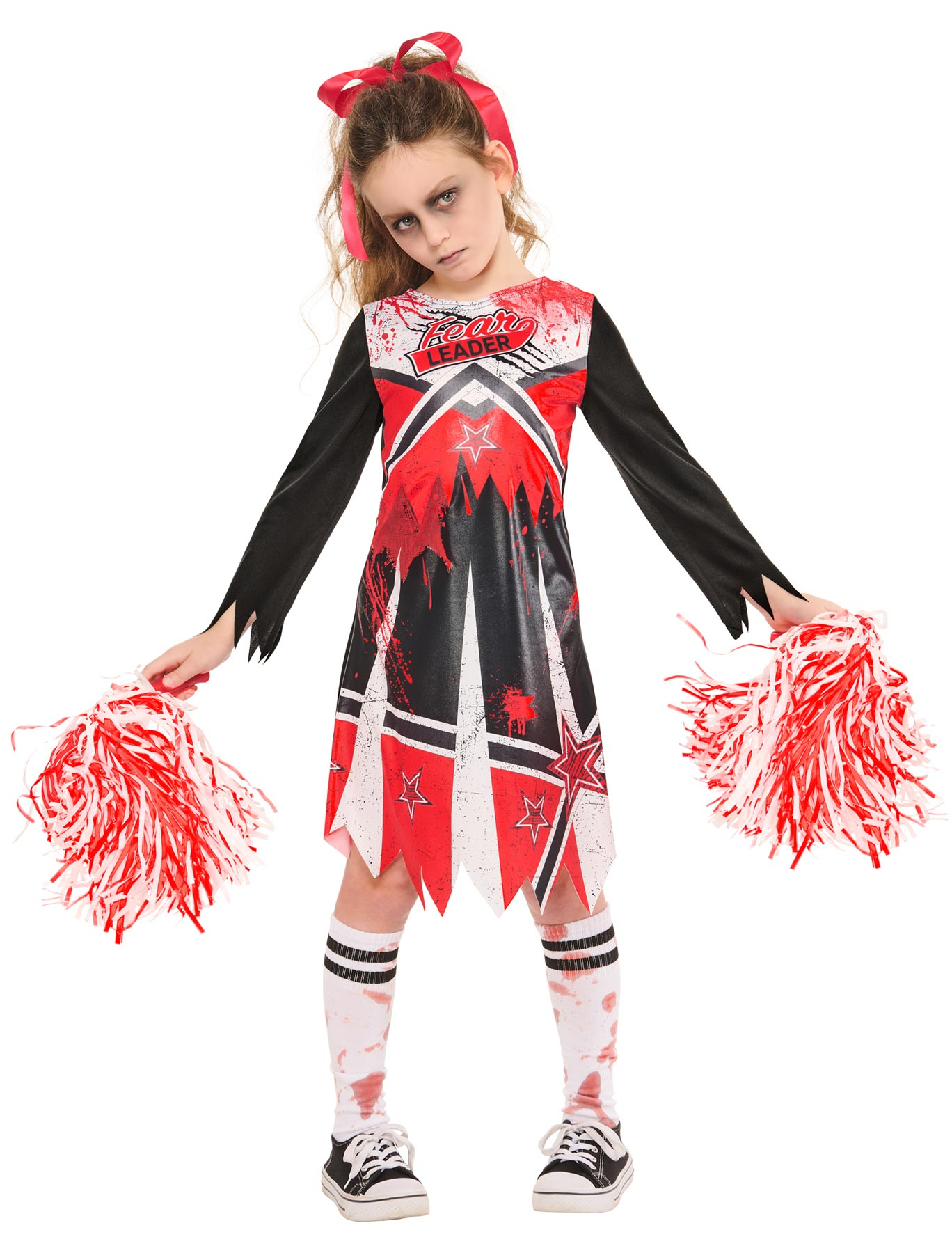 Kleid Zombie Cheerleader 2-tlg. Kinder schwarz/weiß/rot 134/140