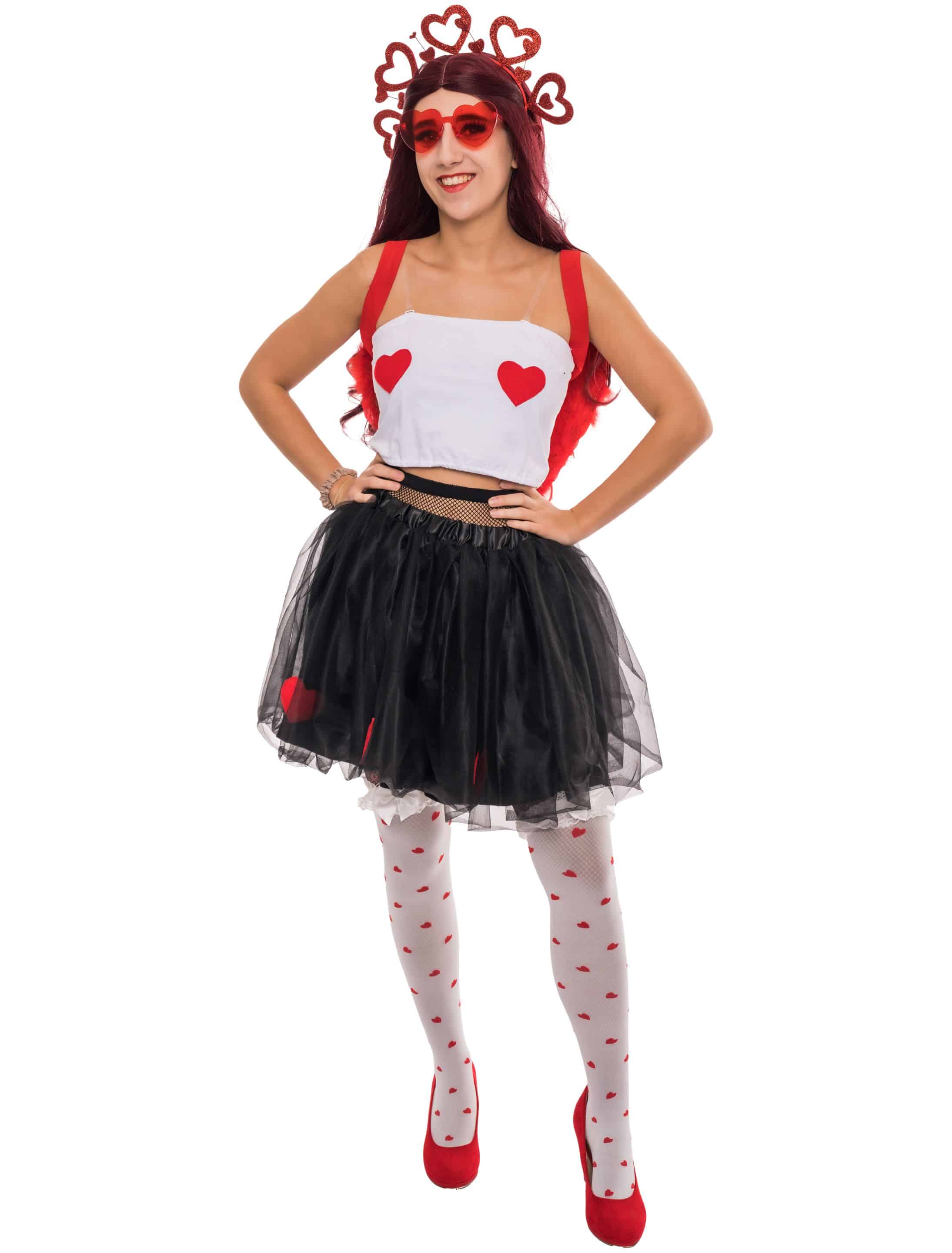 Top Herzen mit Petticoat 2-tlg. Damen weiß/schwarz L/XL Top Herzen mit Petticoat 2-tlg. Damen weiß/schwarz L/XL