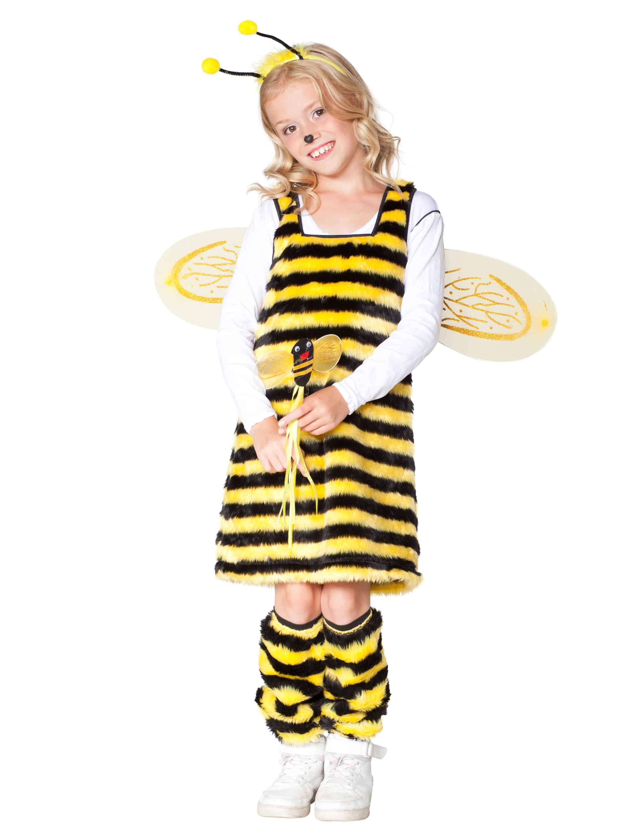 Kleid Biene Plüsch Kinder schwarz/gelb 140