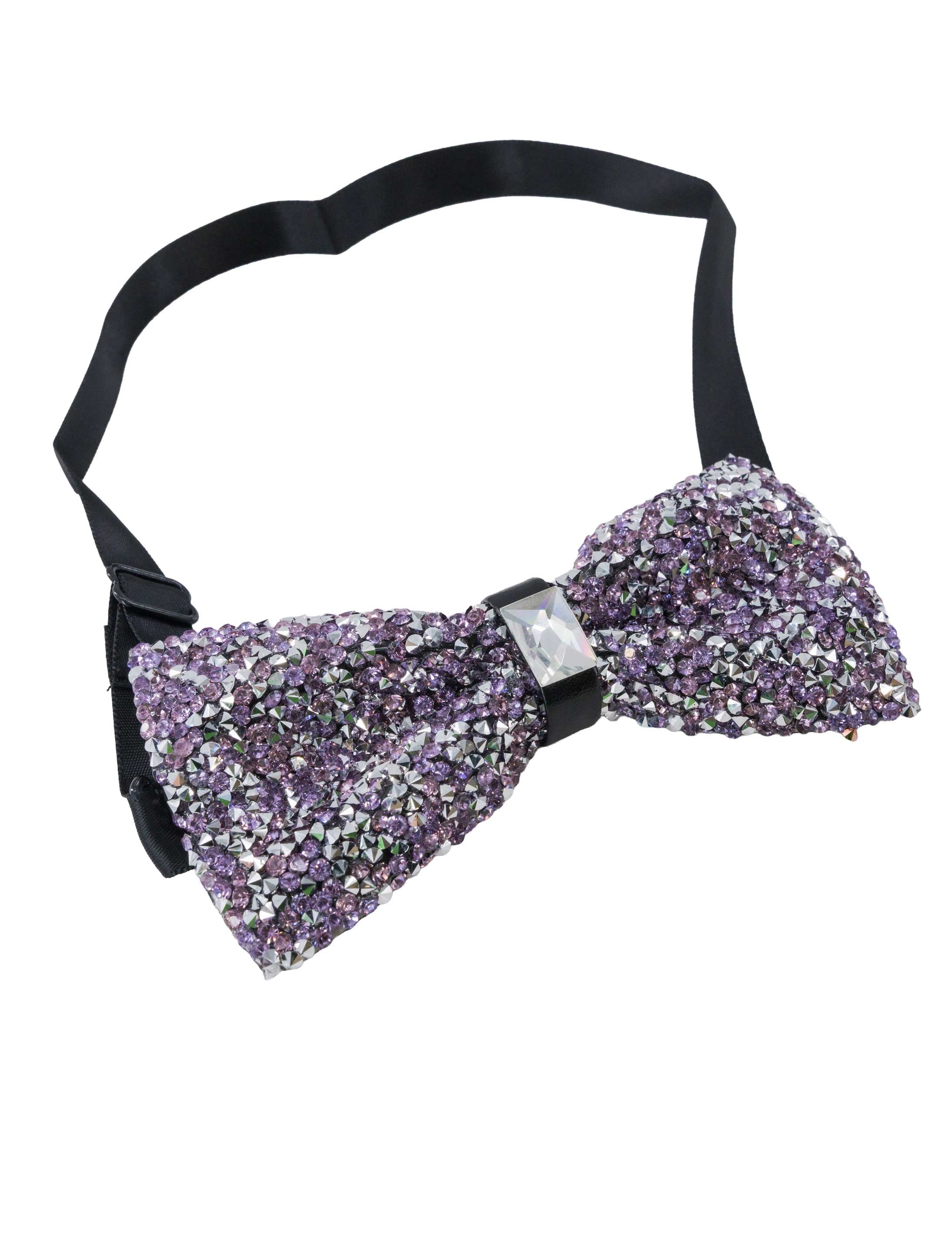 Fliege mit Strasssteinen rosa/silber