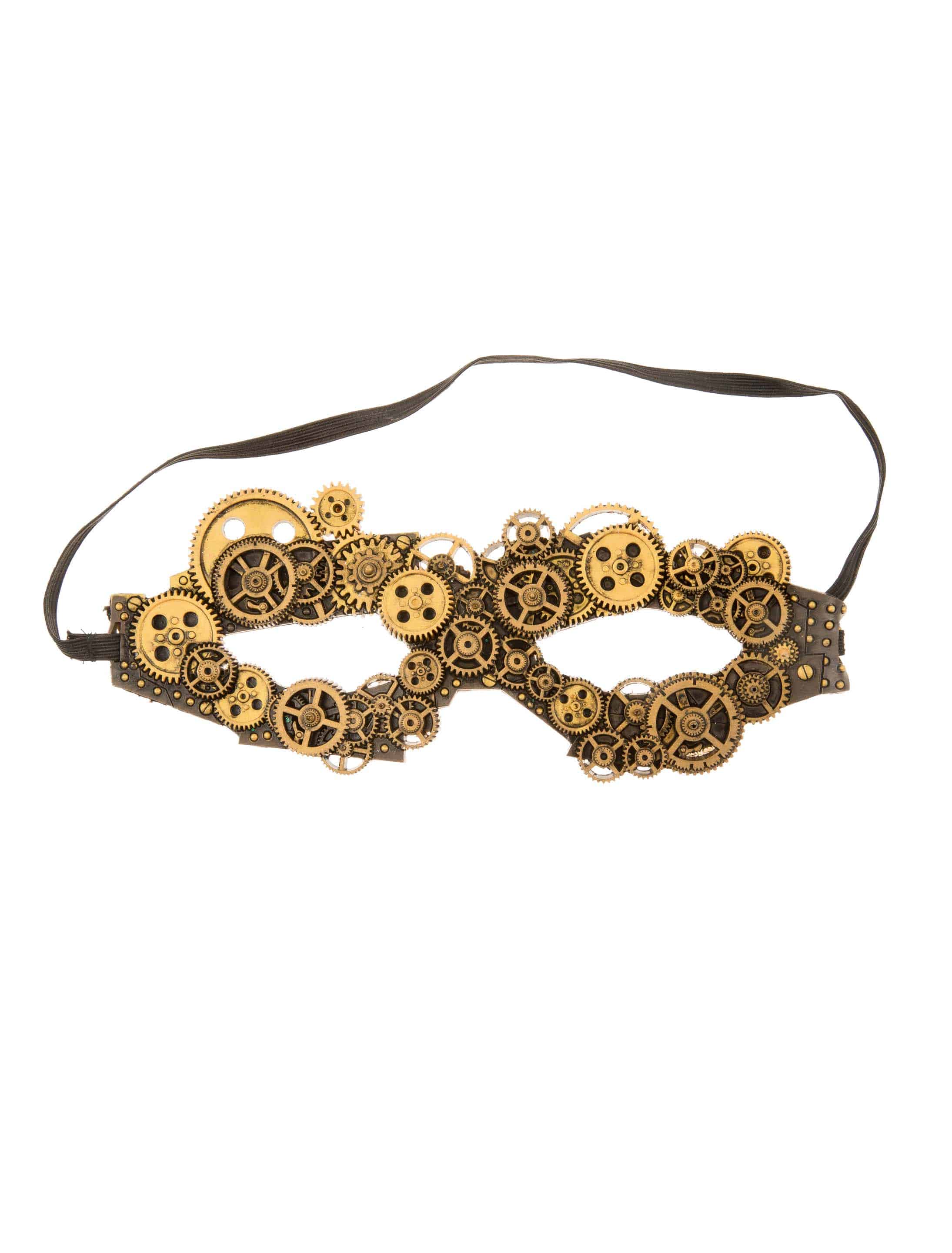 Maske Steampunk mit Zahnrädern gold