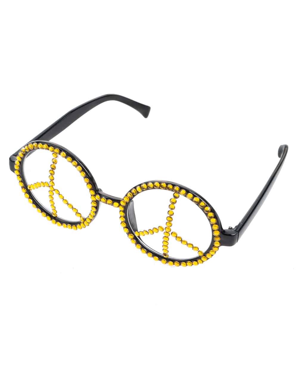 Brille Peace mit Strass gelb