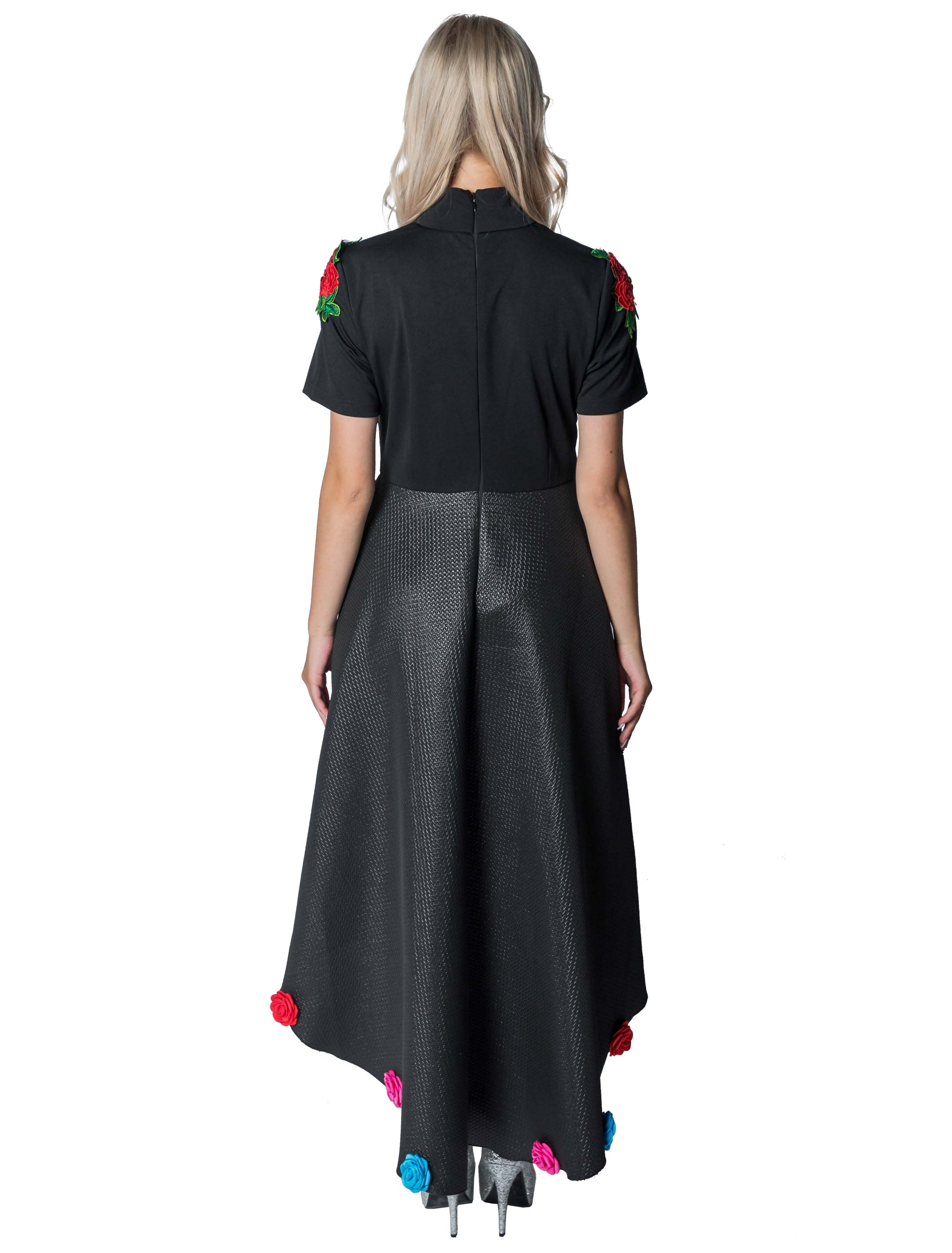 Kleid Dia de los Muertos Damen schwarz/rot L