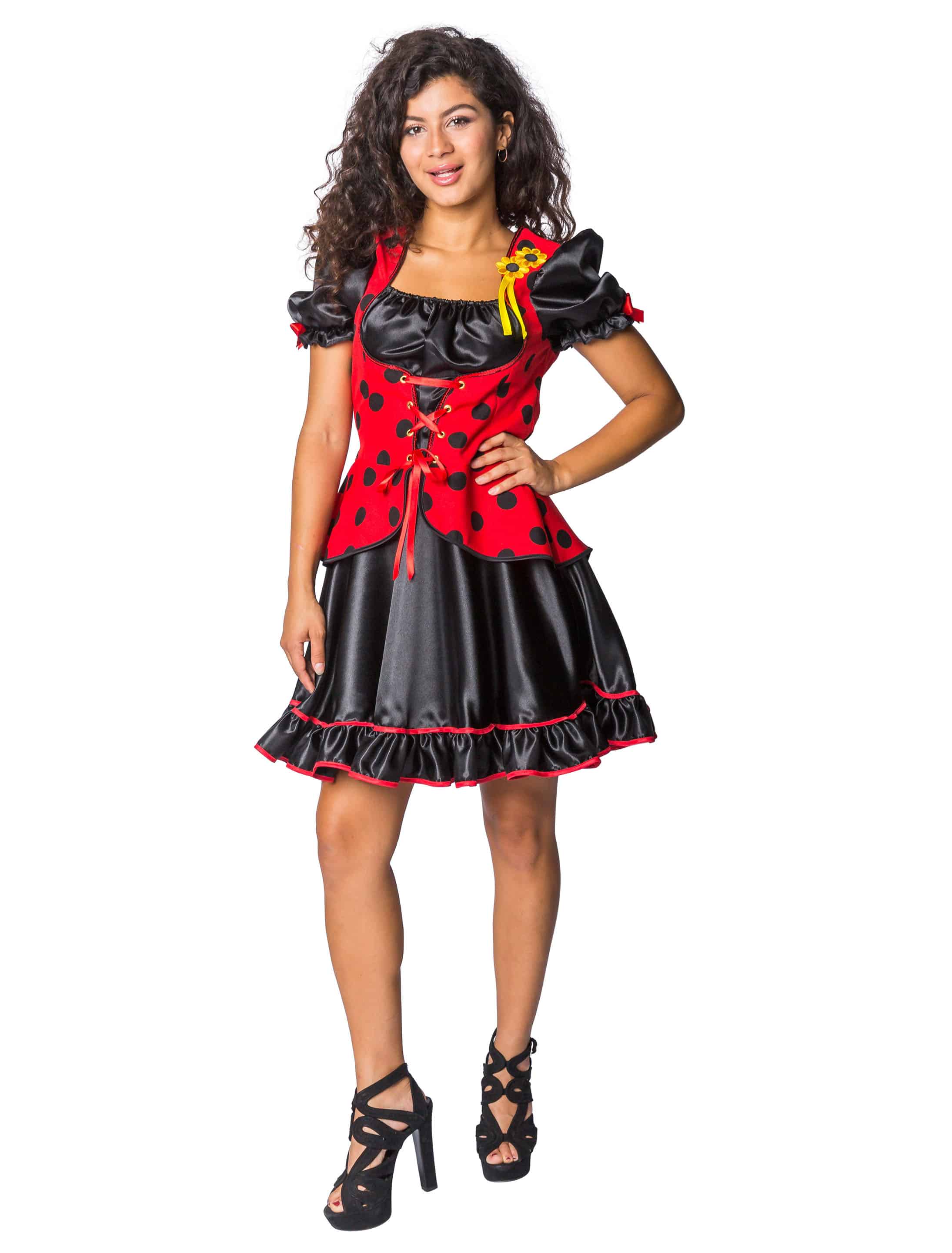 Kleid Marienkäfer Damen schwarz/rot S