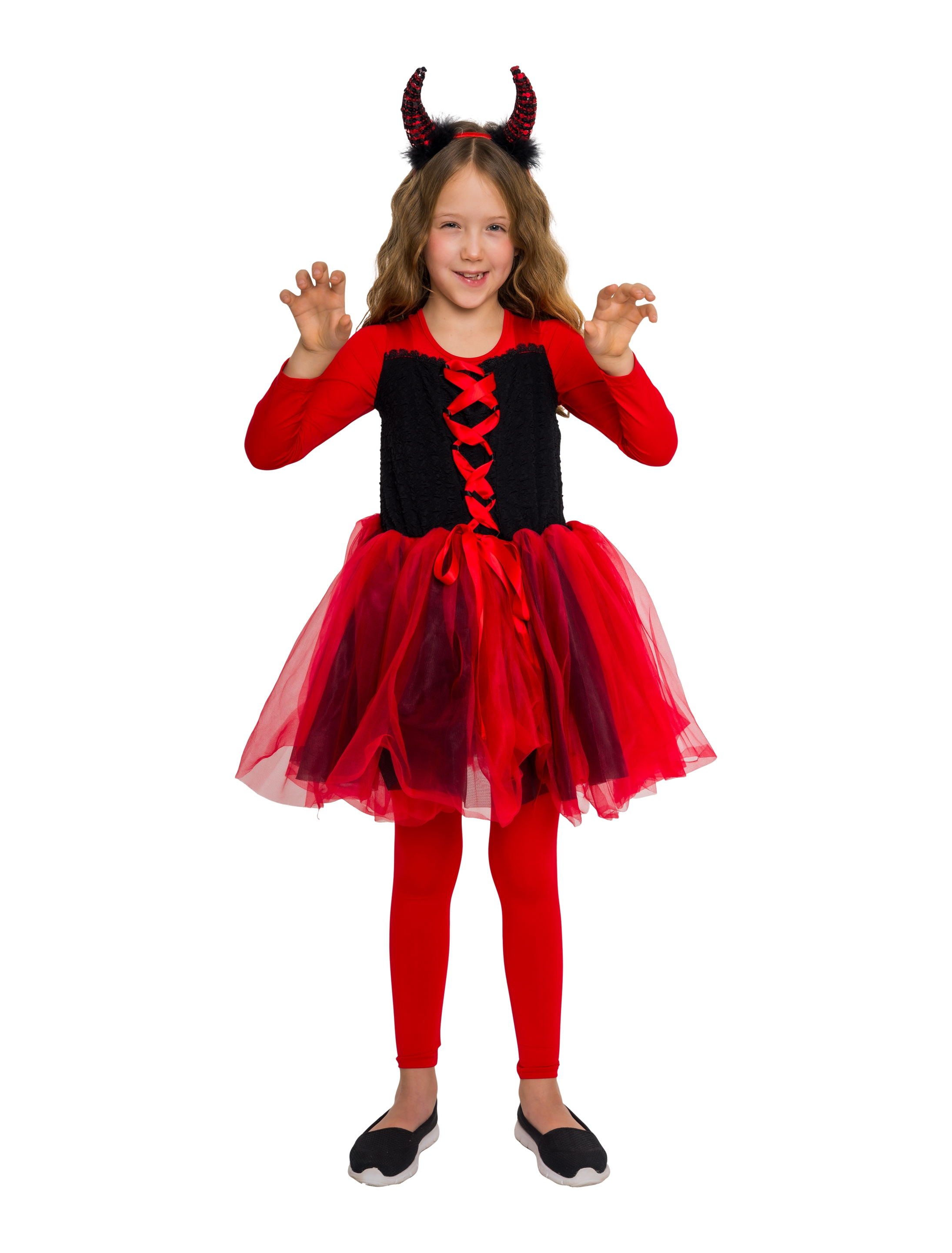 Kleid Teufelchen Mädchen schwarz/rot 152/164