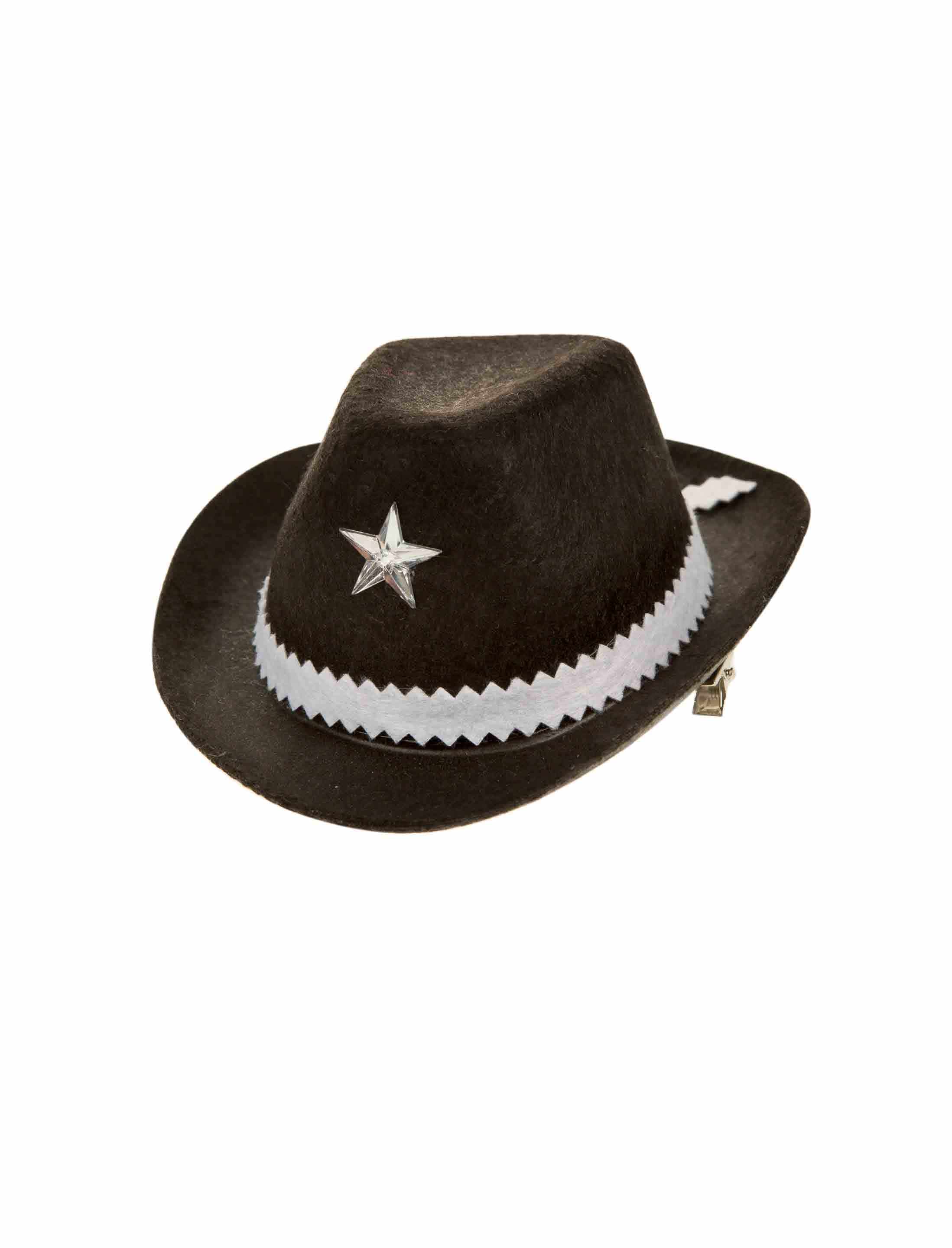 Mini Cowboyhut mit Haarclip schwarz one size