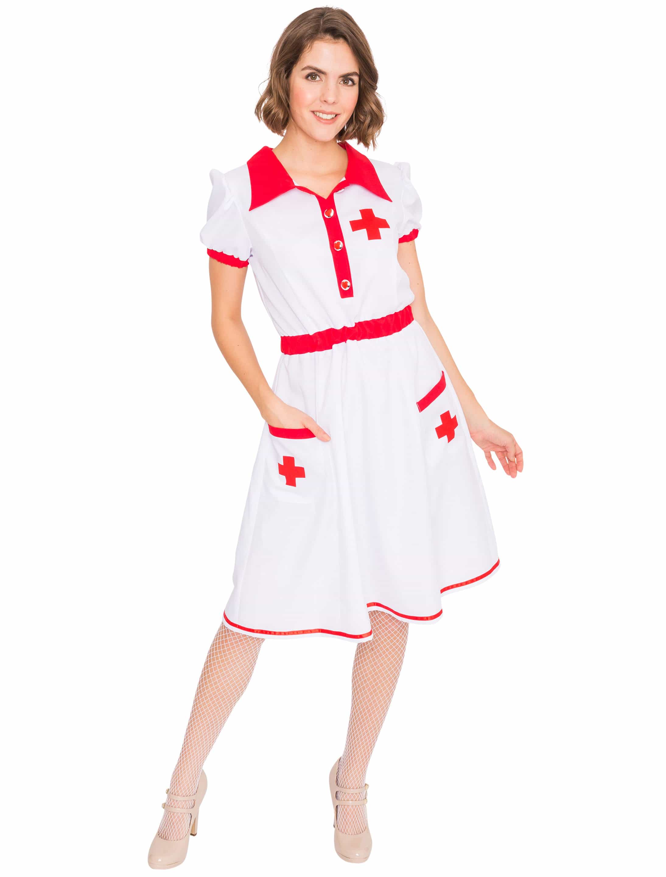 Kleid Krankenschwester rot/weiß L
