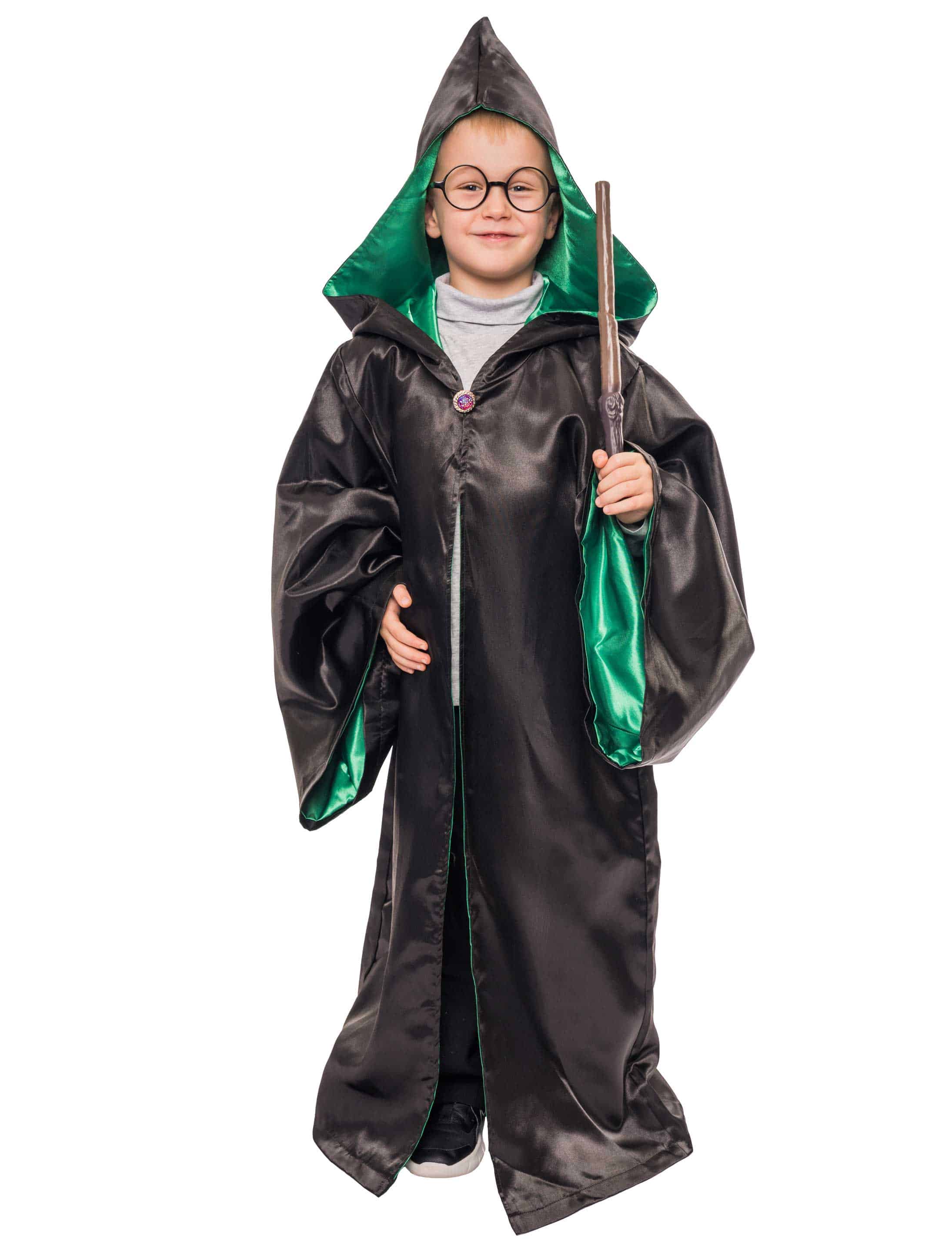 Zauberer Robe Kinder schwarz/grün one size