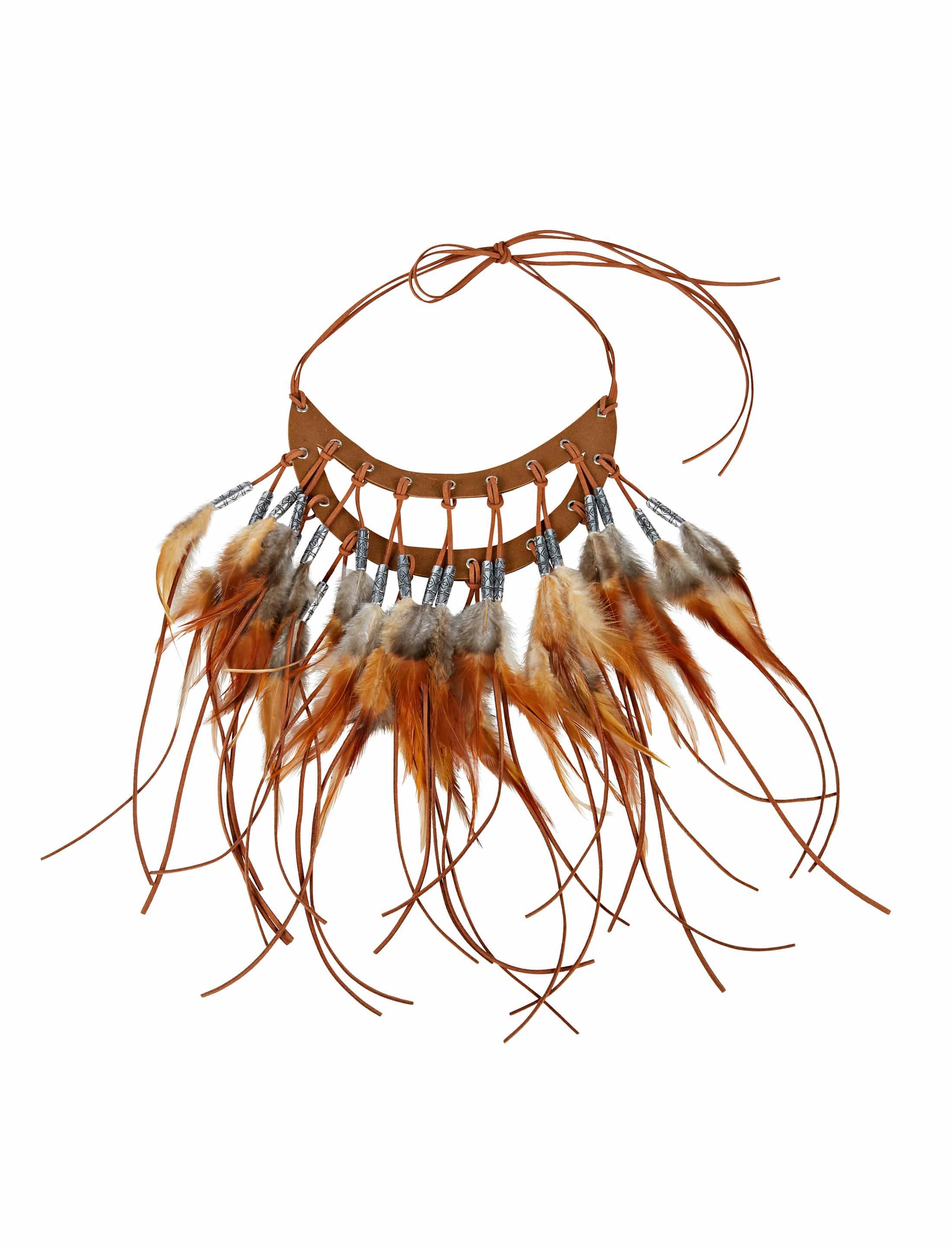 Halskette Indianer mit Federn braun