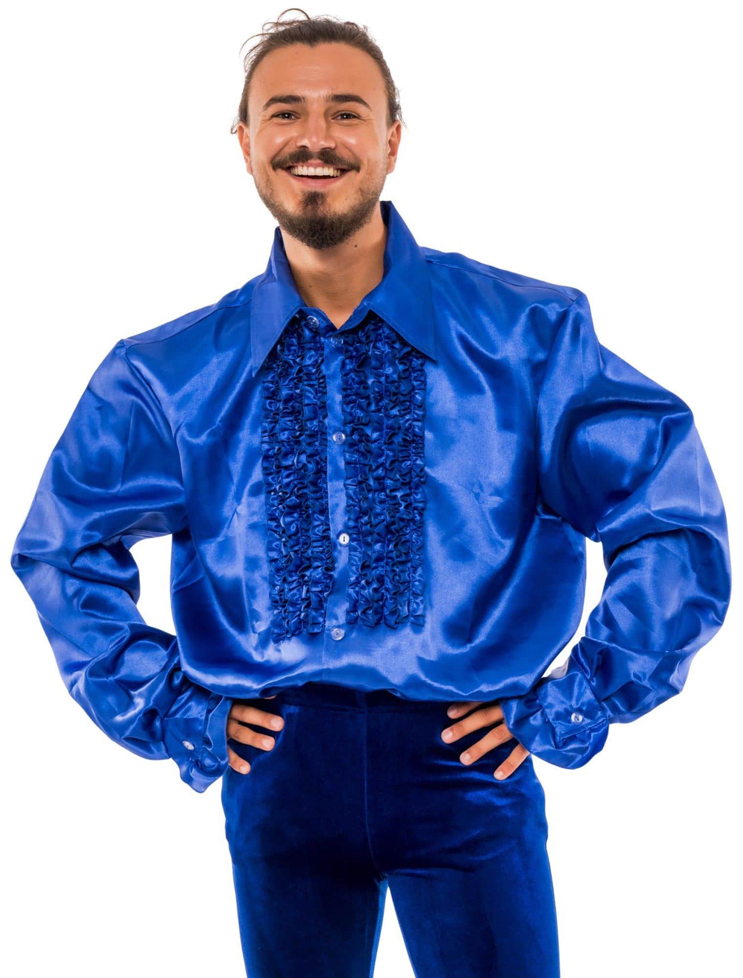 Hemd Satin Herren blau 4XL