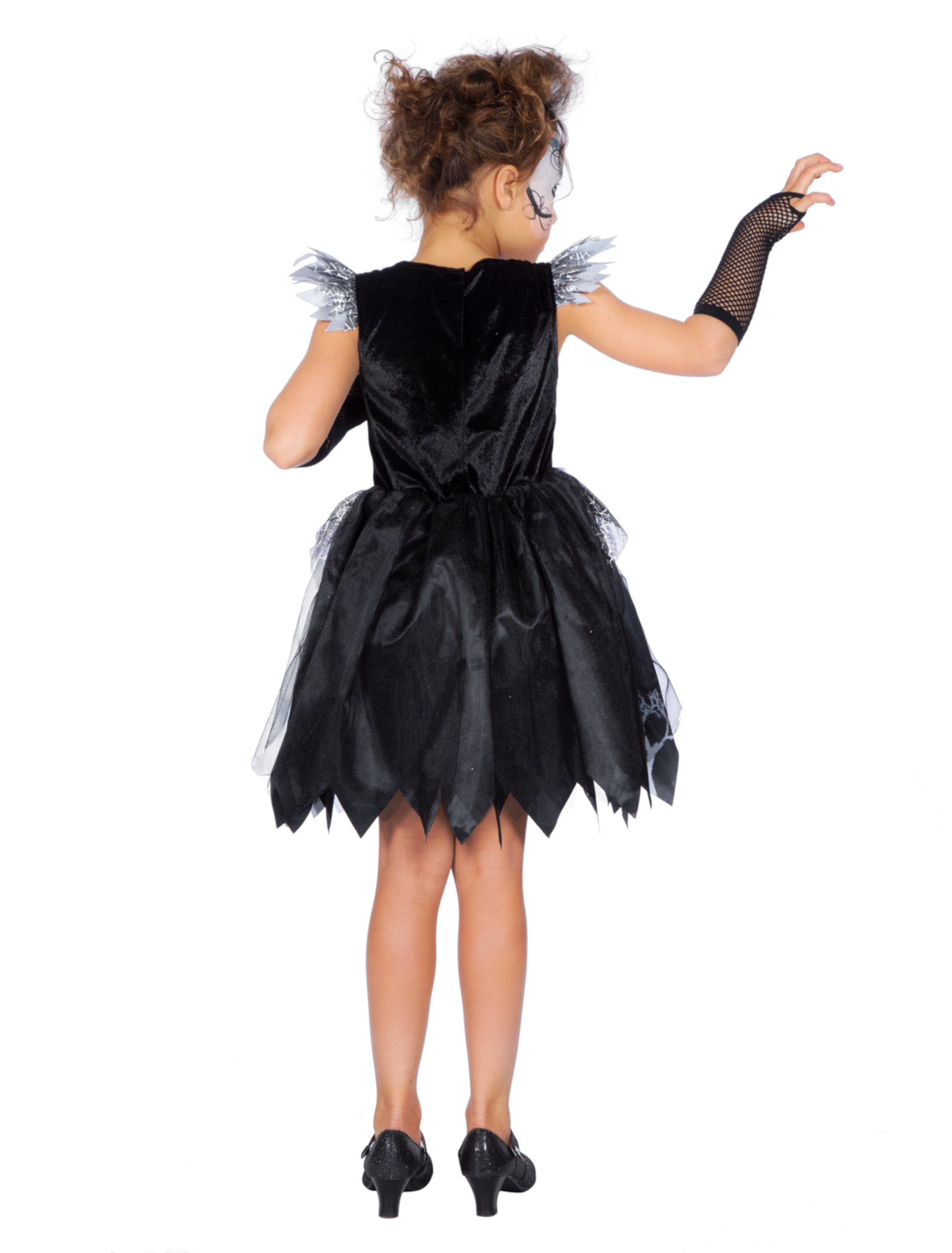 Kleid Halloween mit Spinne Kinder schwarz 128-140