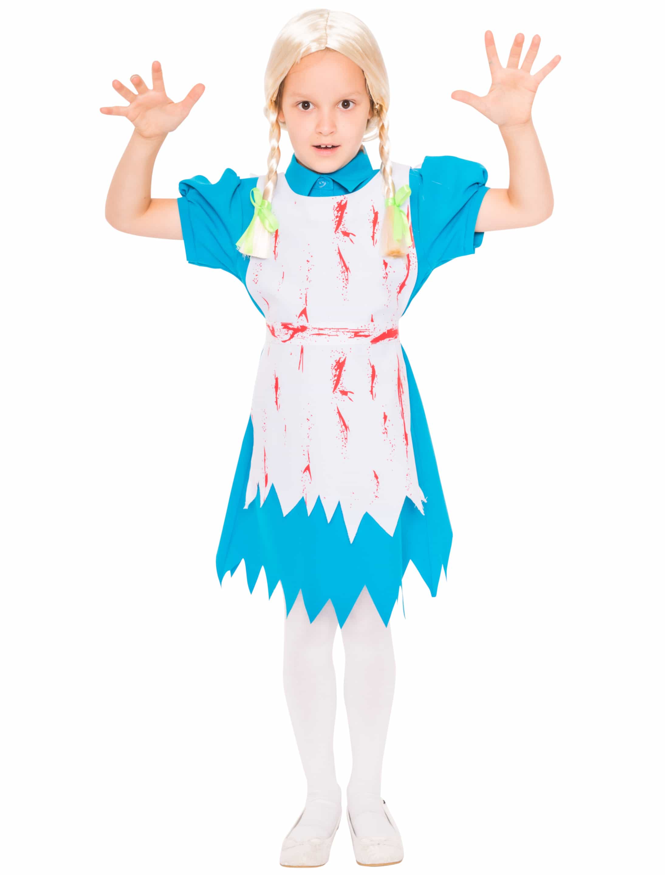 Kleid Alice Kinder mit Blut weiß/blau 140