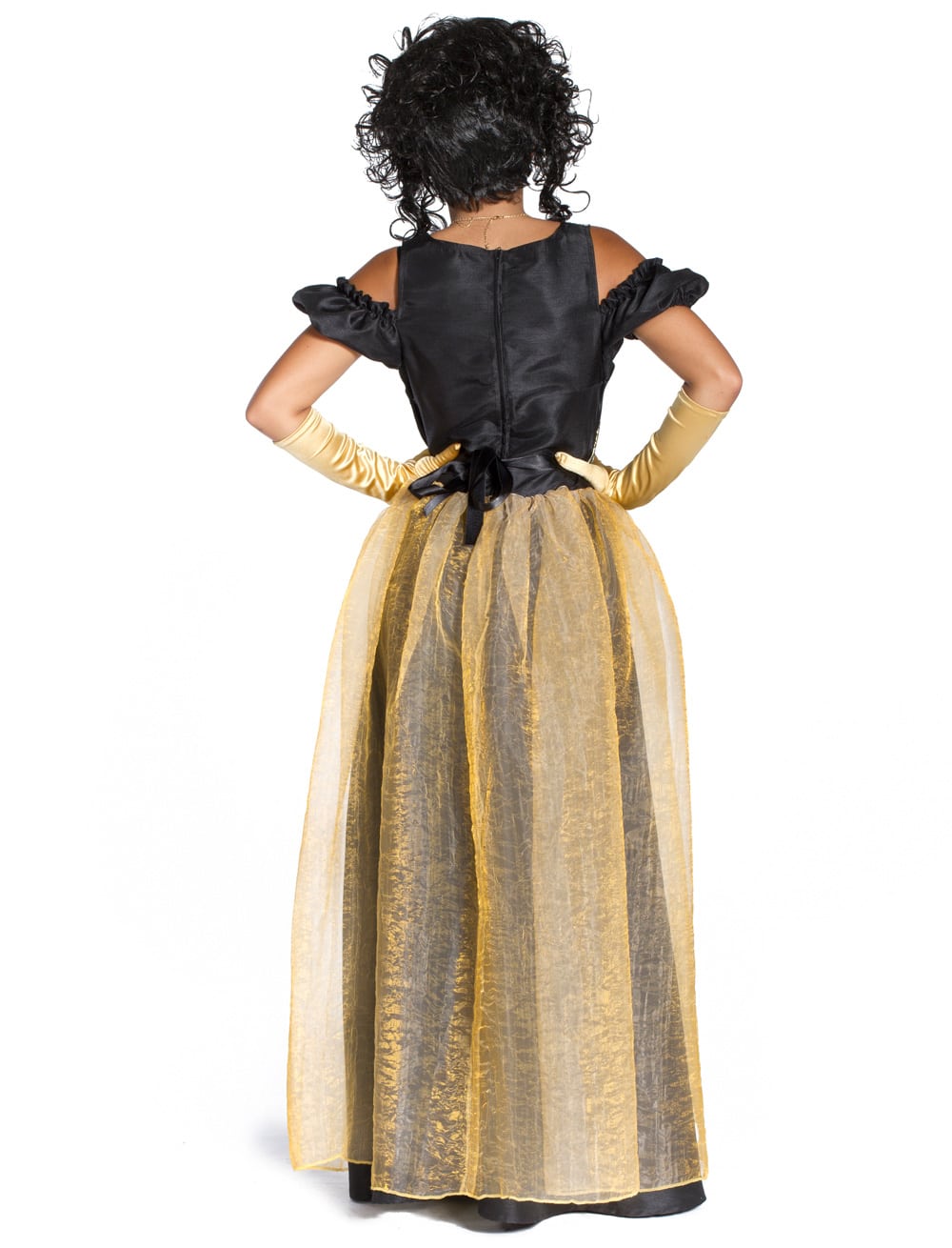 Kleid Marquise lang schwarz/gold XL