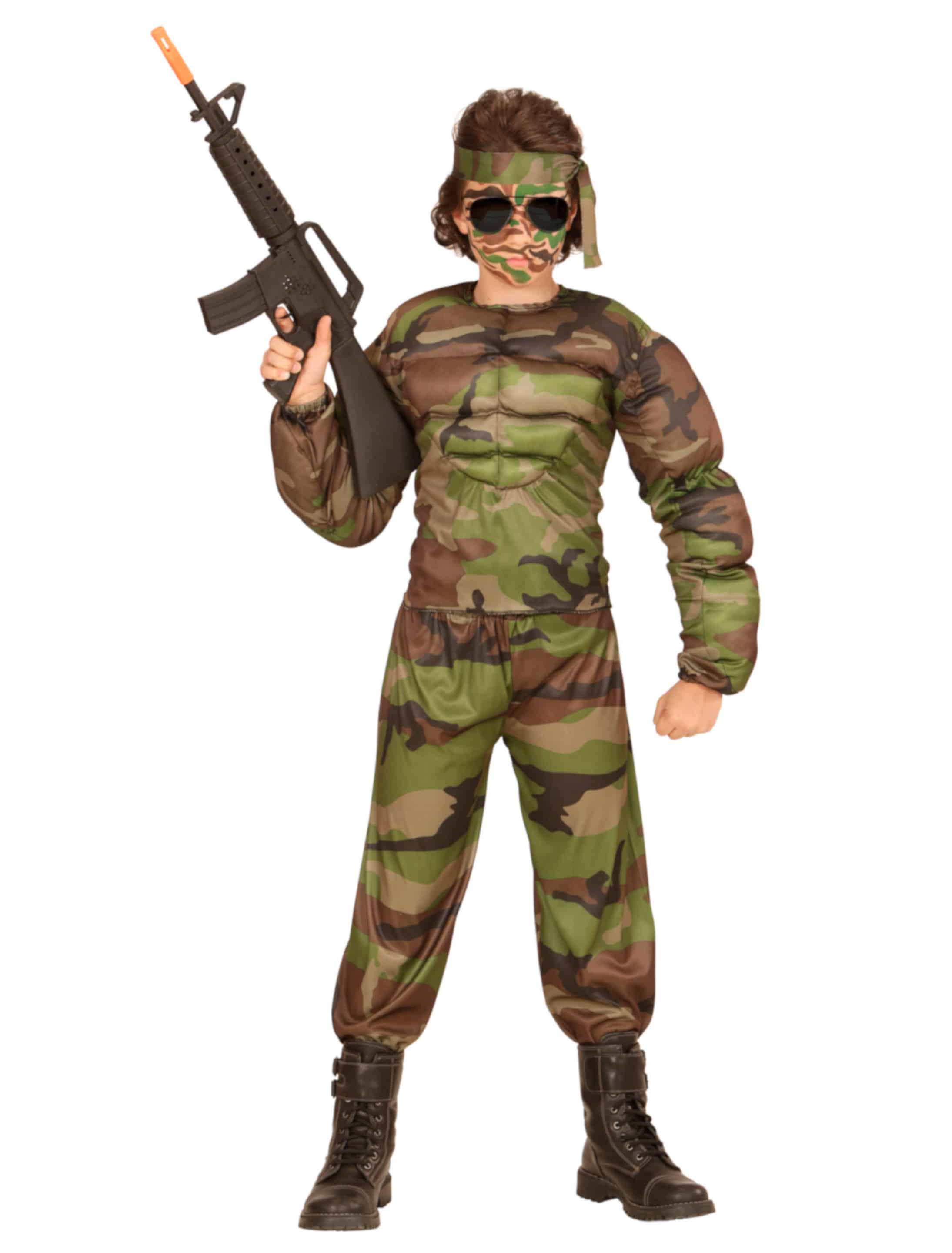 Muskel Soldat Kinder 3-tlg. grün/braun 128