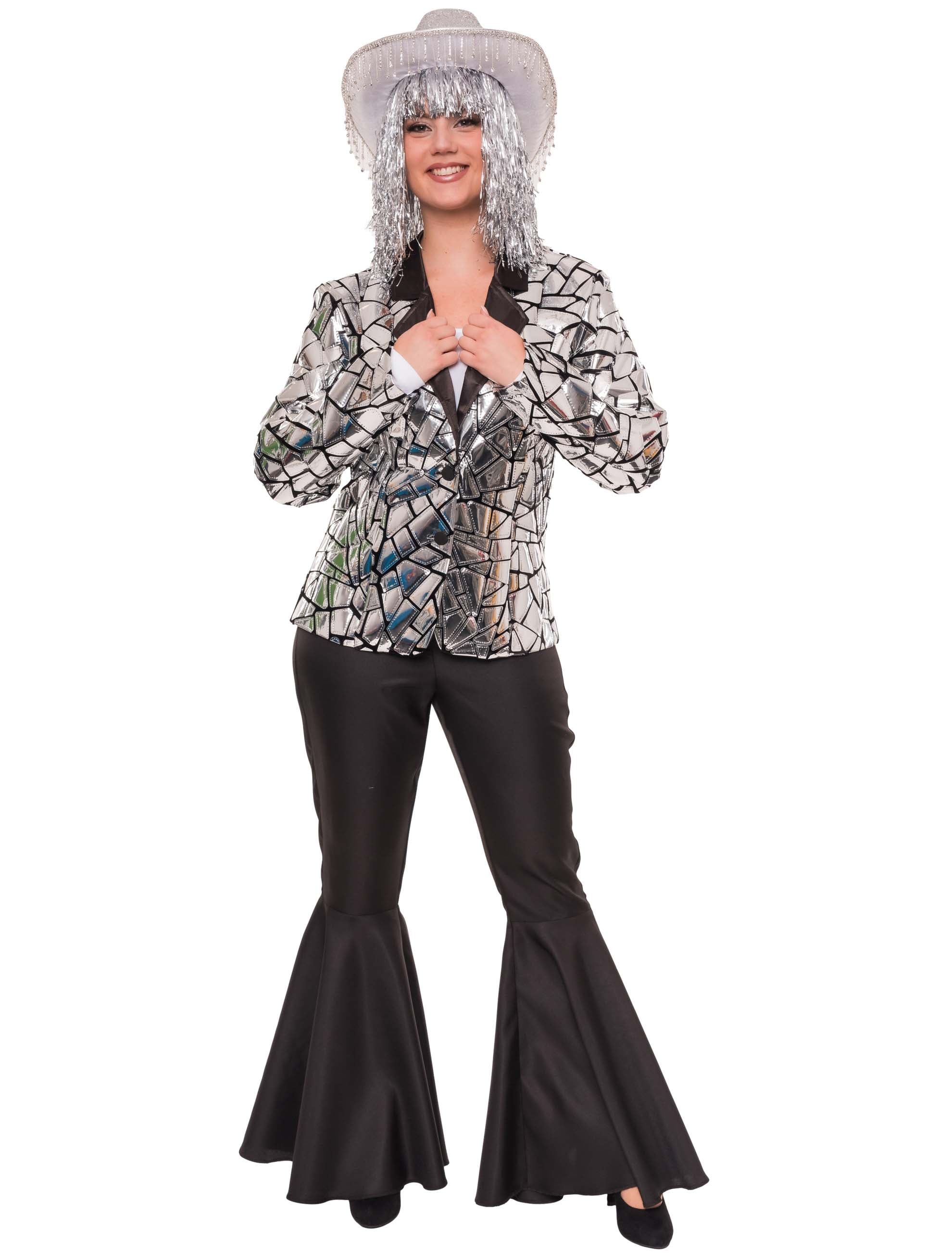 Blazer mit Spiegelmosaik Damen silber S