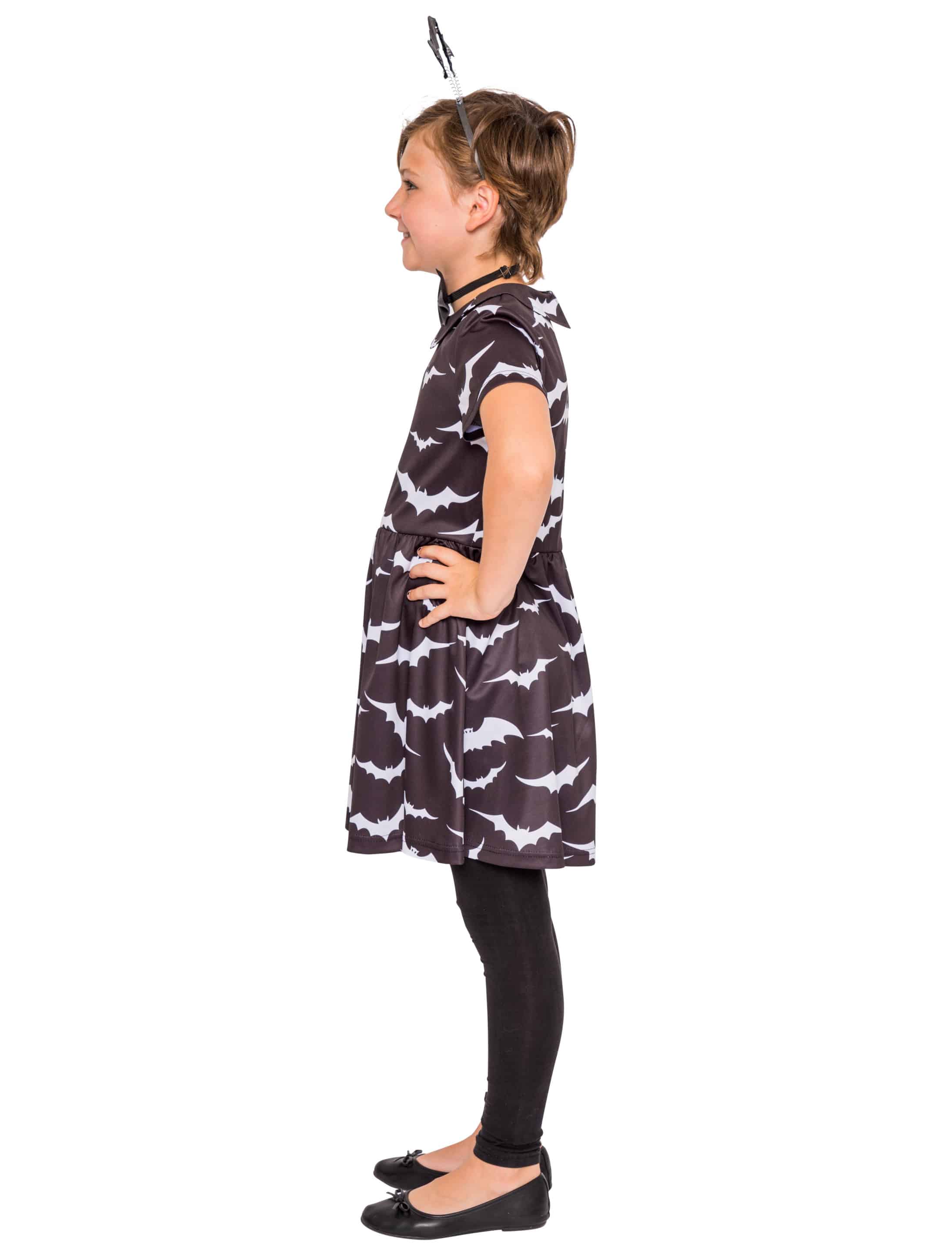 Kleid Fledermaus Kinder Mädchen schwarz/weiß 152