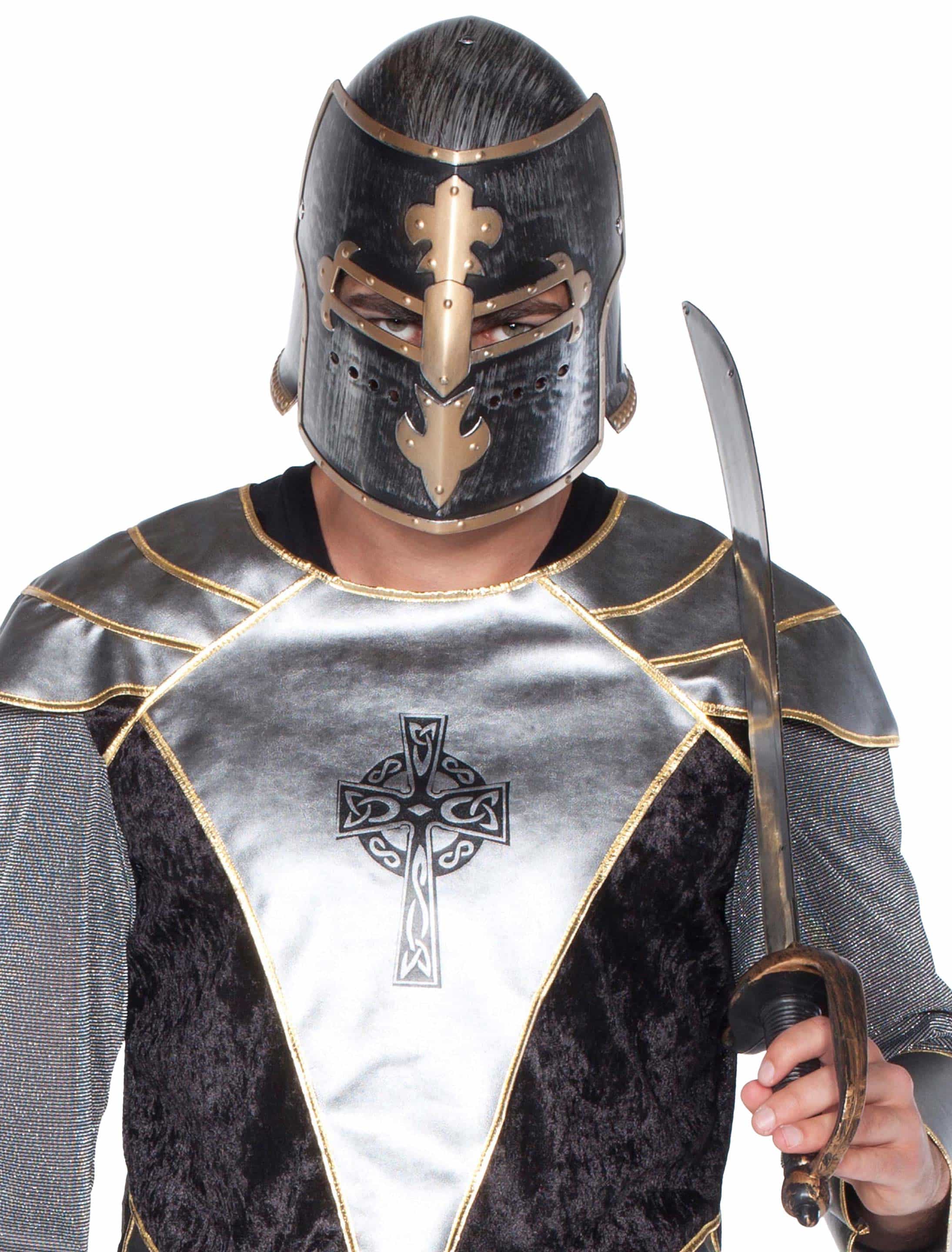 Helm Ritter mit Visier silber/gold