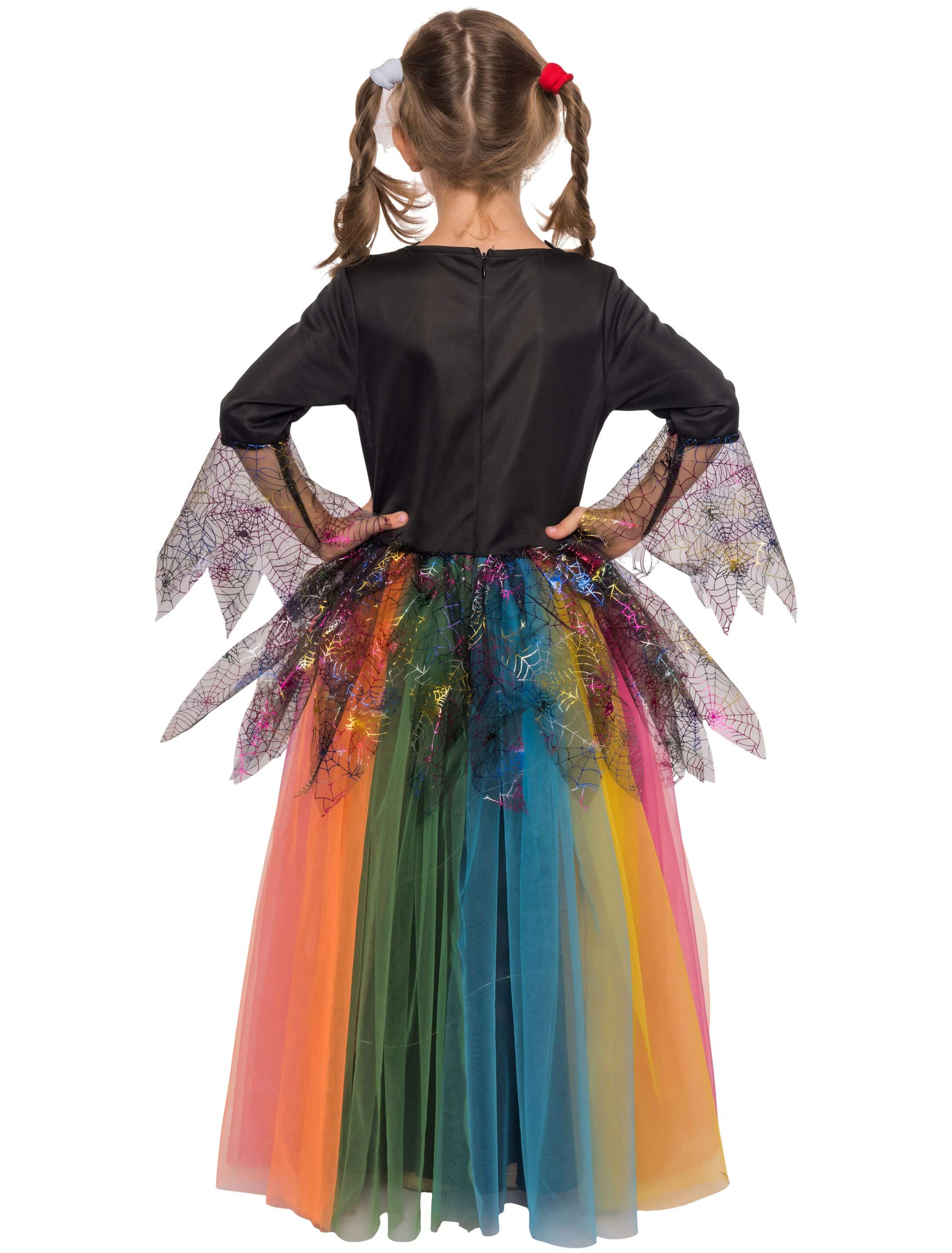 Kleid Hexe mit Regenbogentüll Mädchen bunt 128