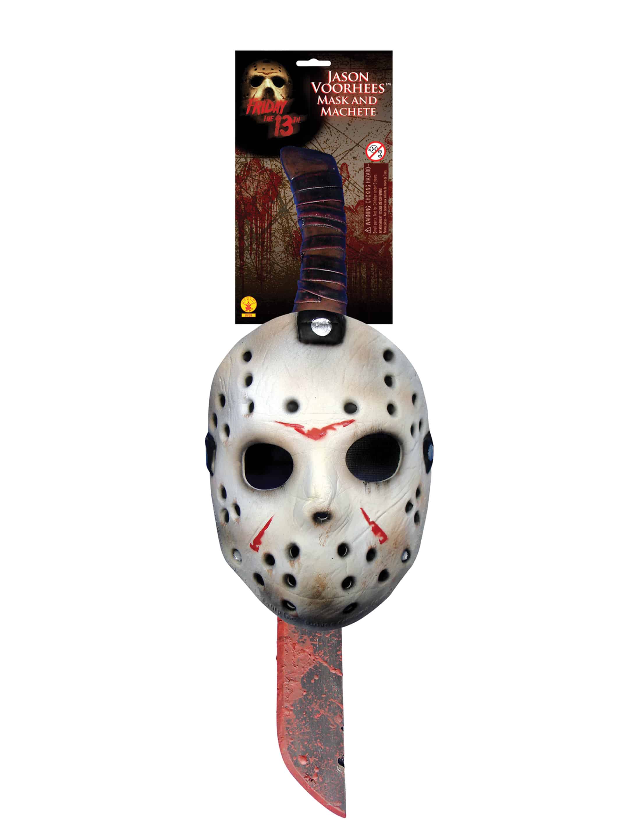 Maske mit Machete Jason Voorhees schwarz/weiß/rot