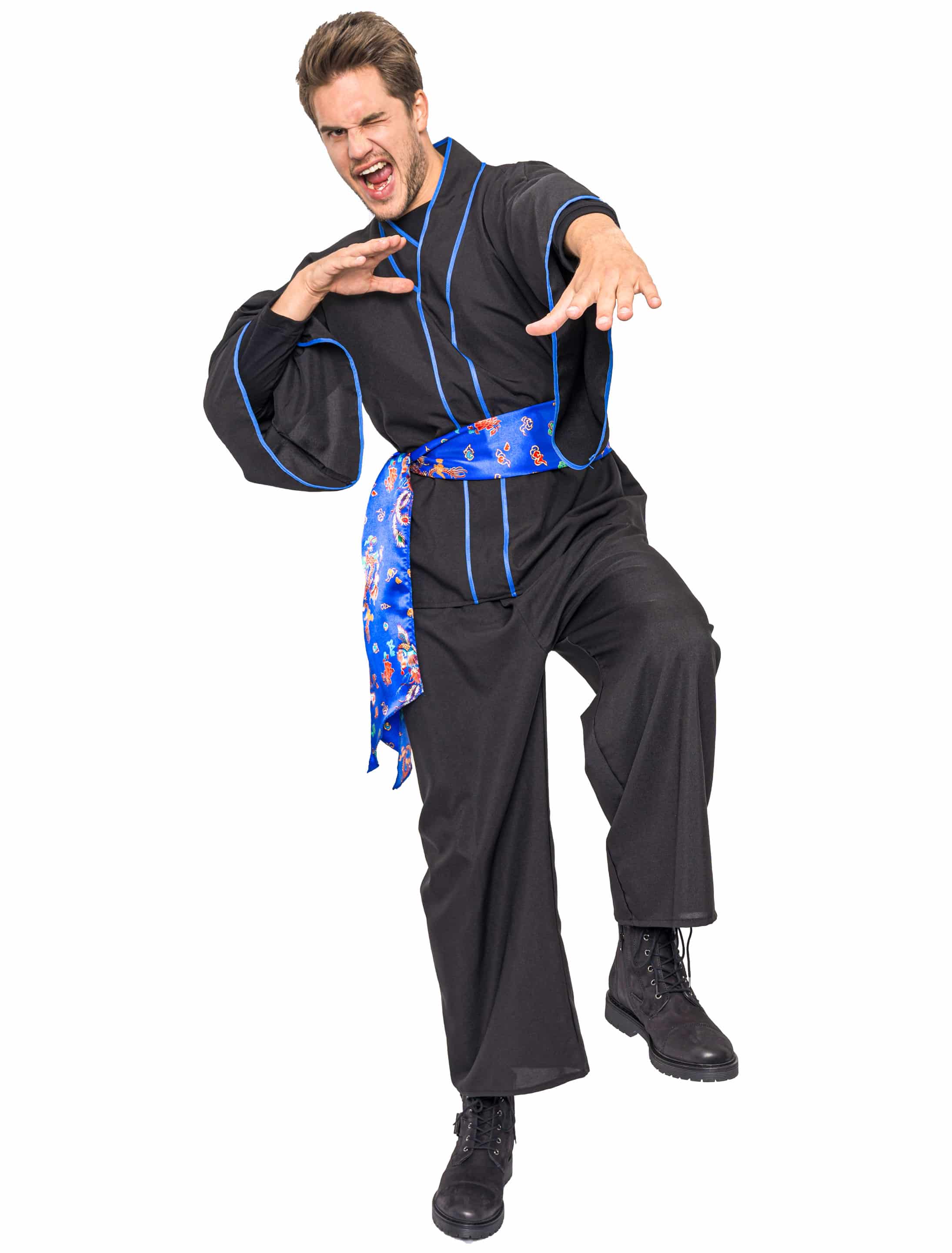 Yukata Herren 3-tlg. Herren schwarz/blau S