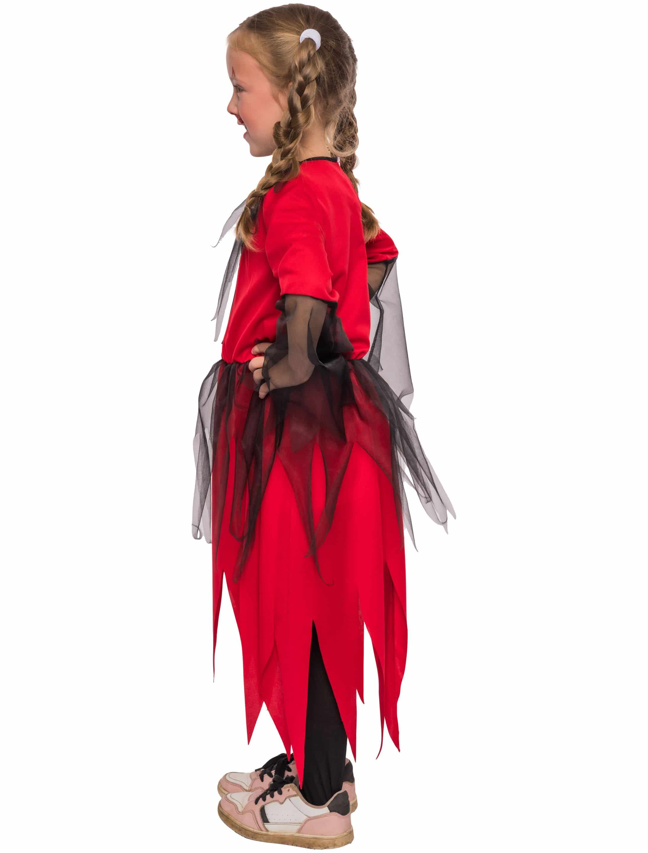 Kleid Teufel mit Tüll Mädchen schwarz/rot 164