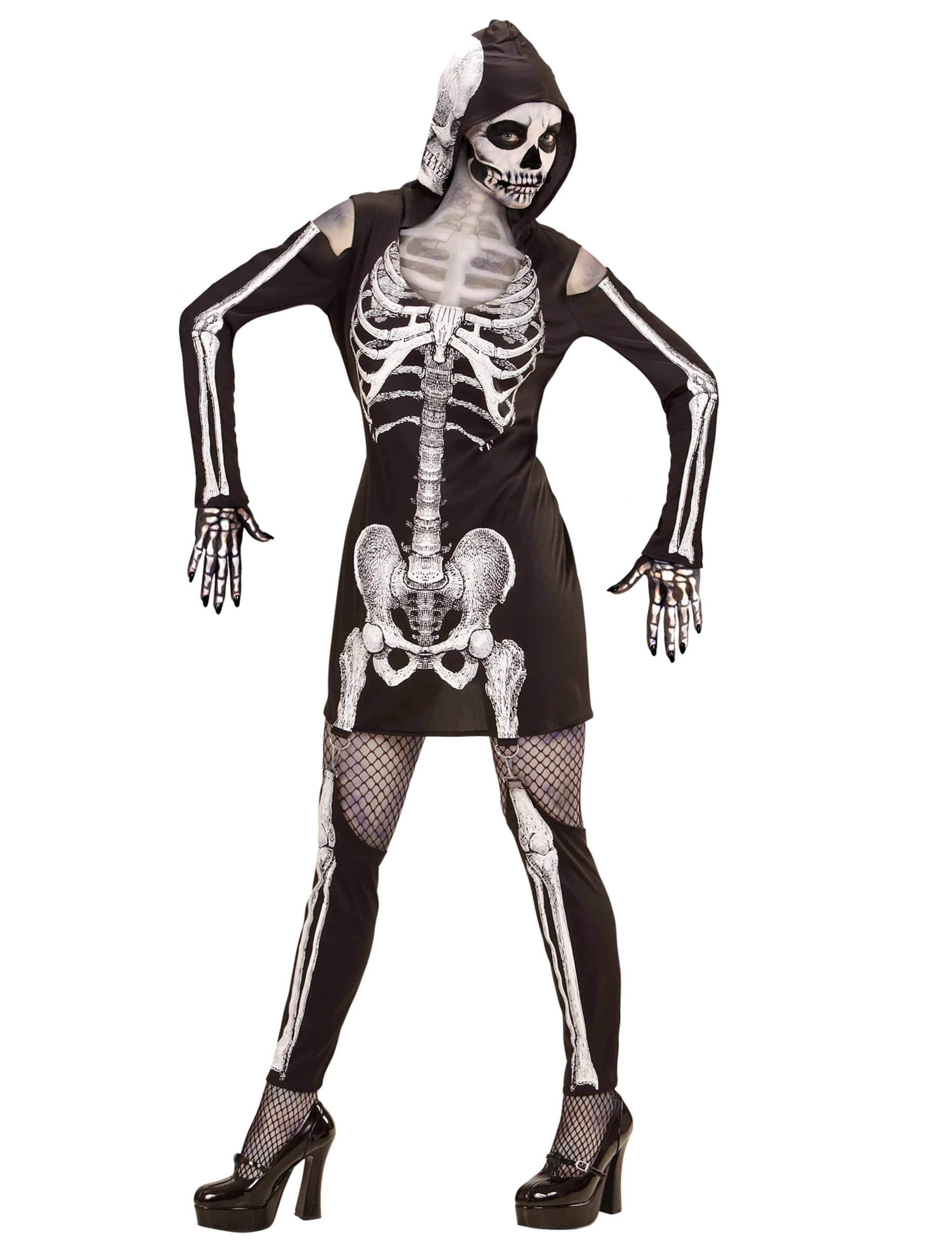 Kleid Skelettlady 2-tlg. schwarz/weiß M