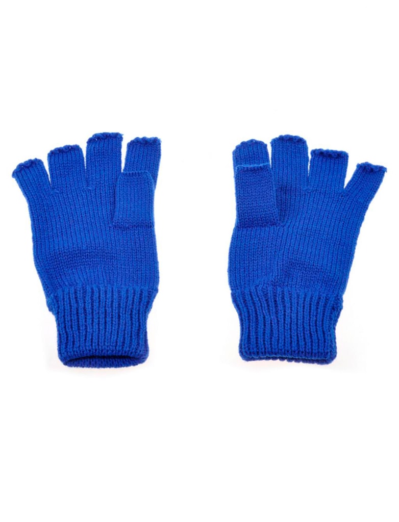 Strickhandschuhe fingerlos blau