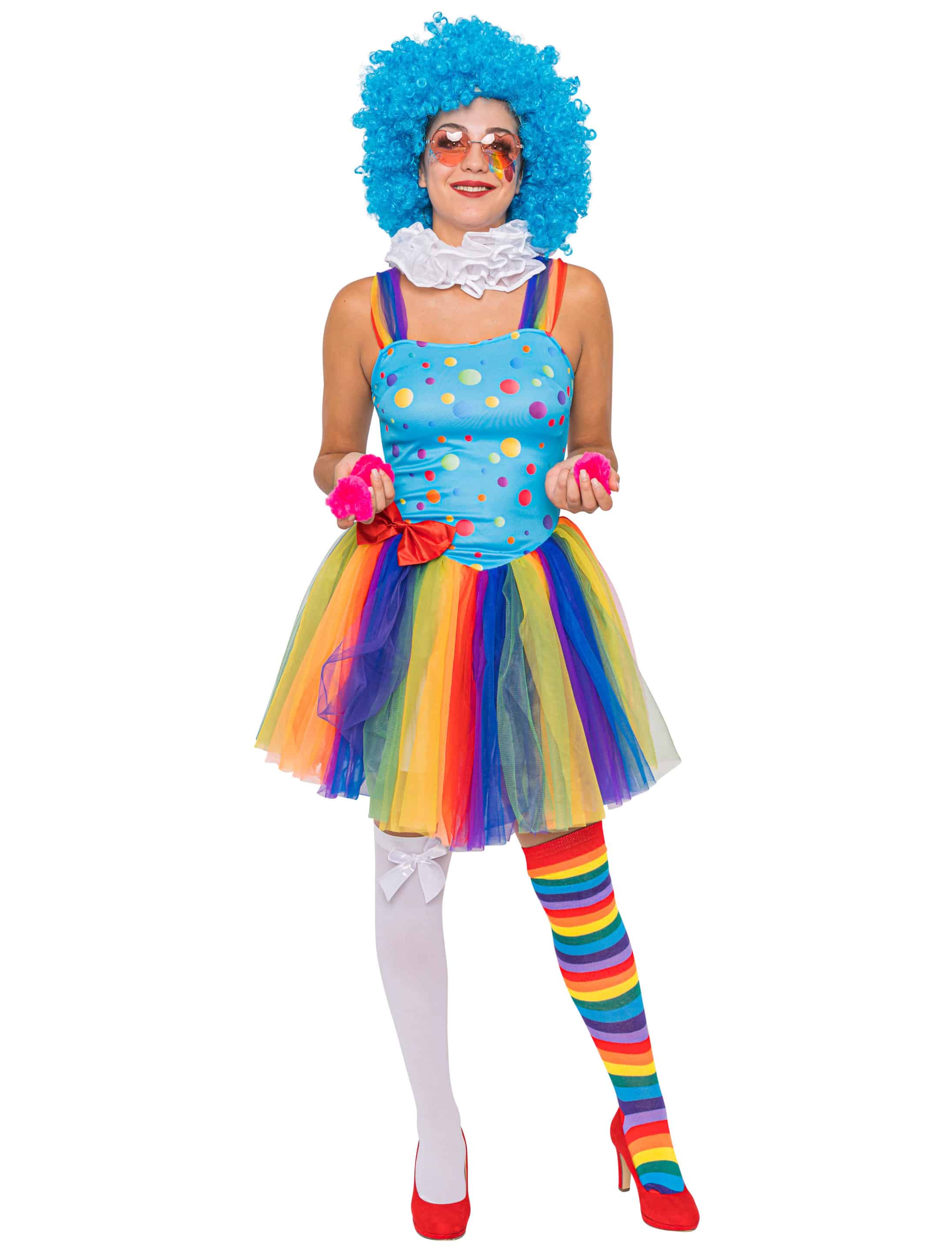 Kleid Regenbogen Clown Damen bunt 2XL