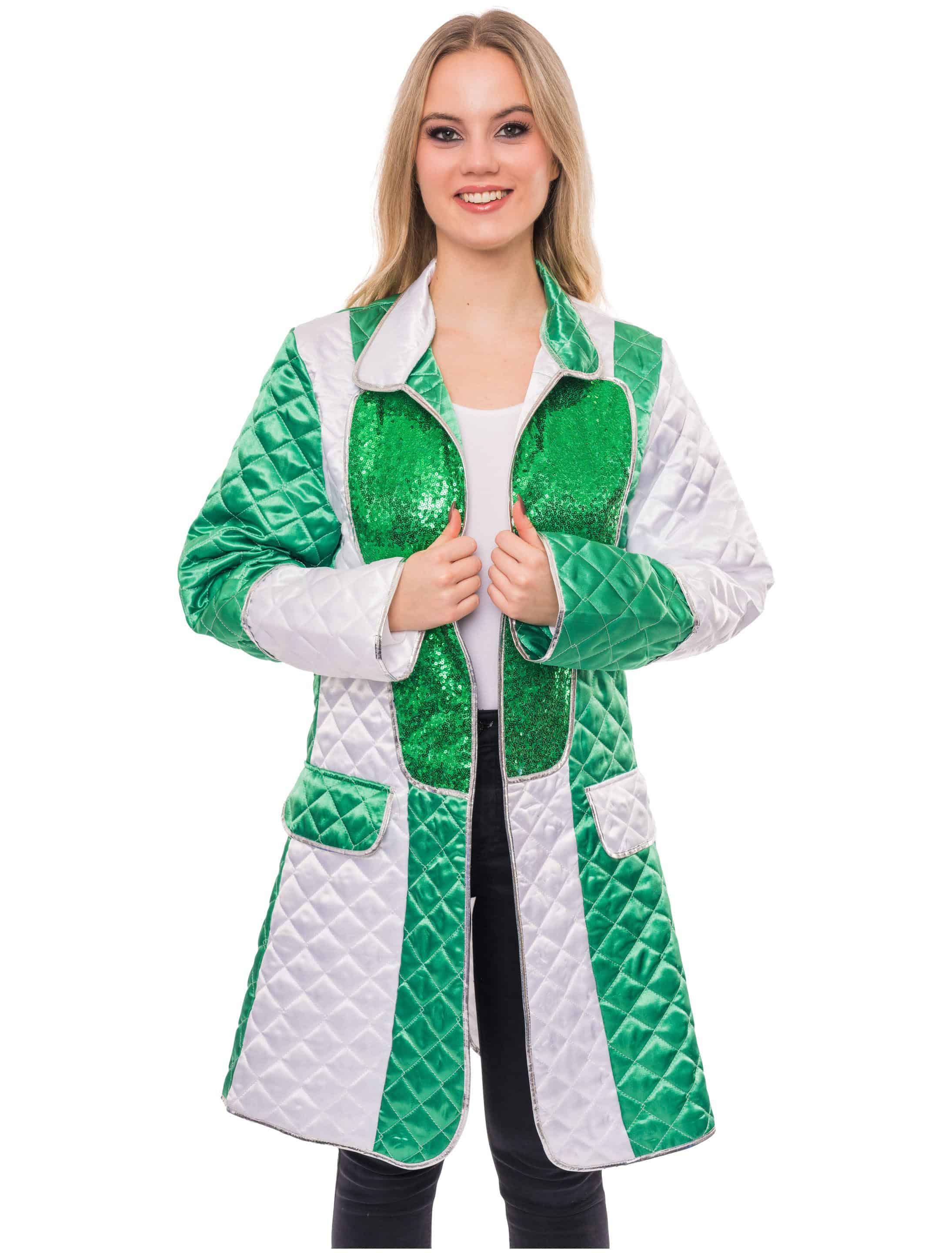 Mantel gesteppt Damen grün/weiß S