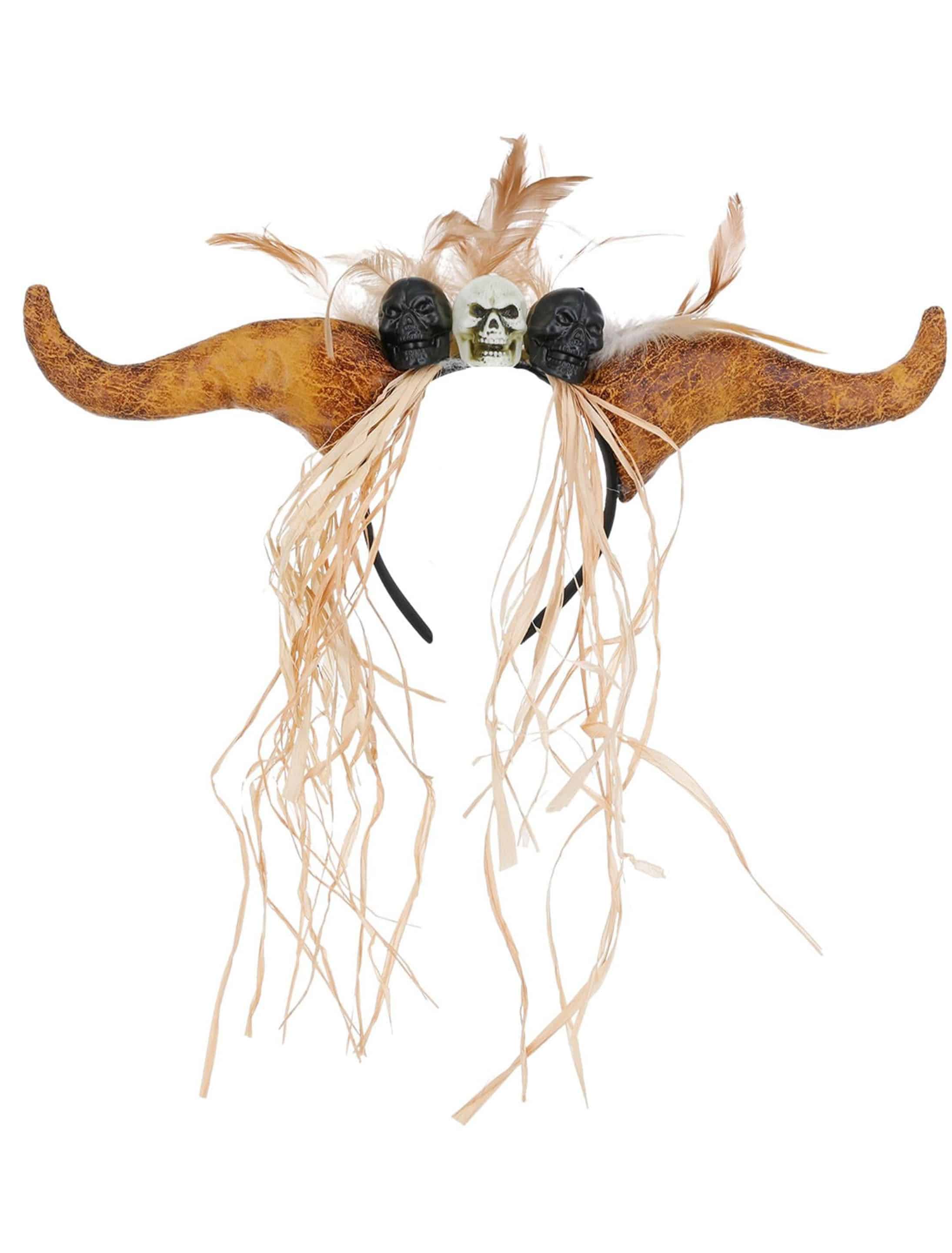 Haarreif Voodoo mit Hörnern braun