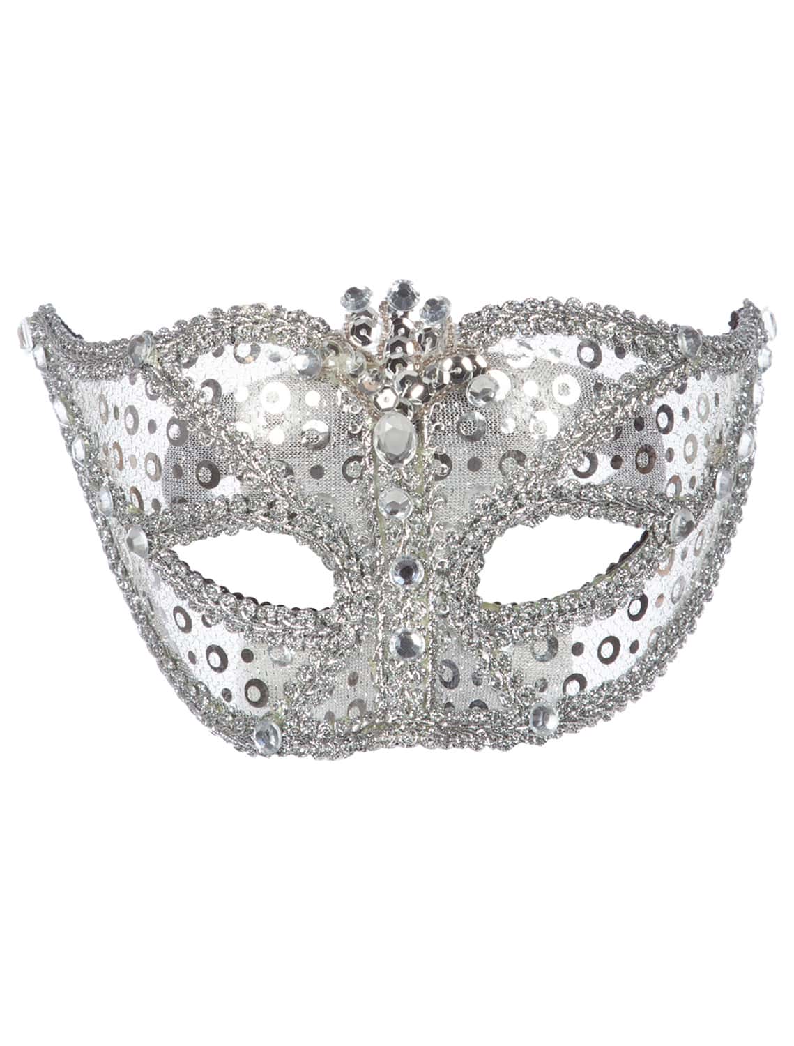 Maske Venedig mit Pailletten silber