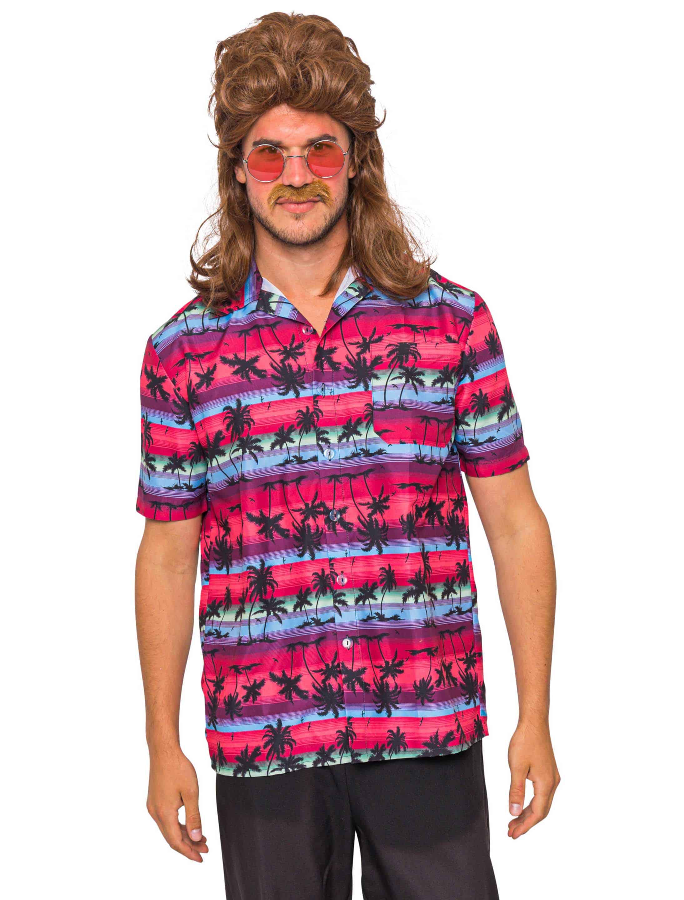 Hemd Hawaii mit Palmen pink 3XL