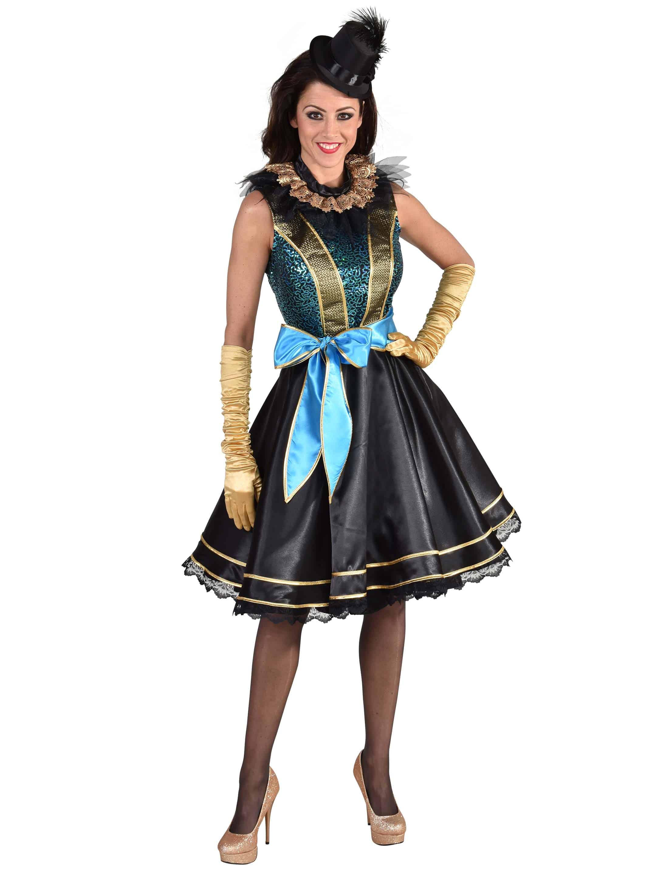 Kleid mit türkiser Schleife schwarz/türkis XL