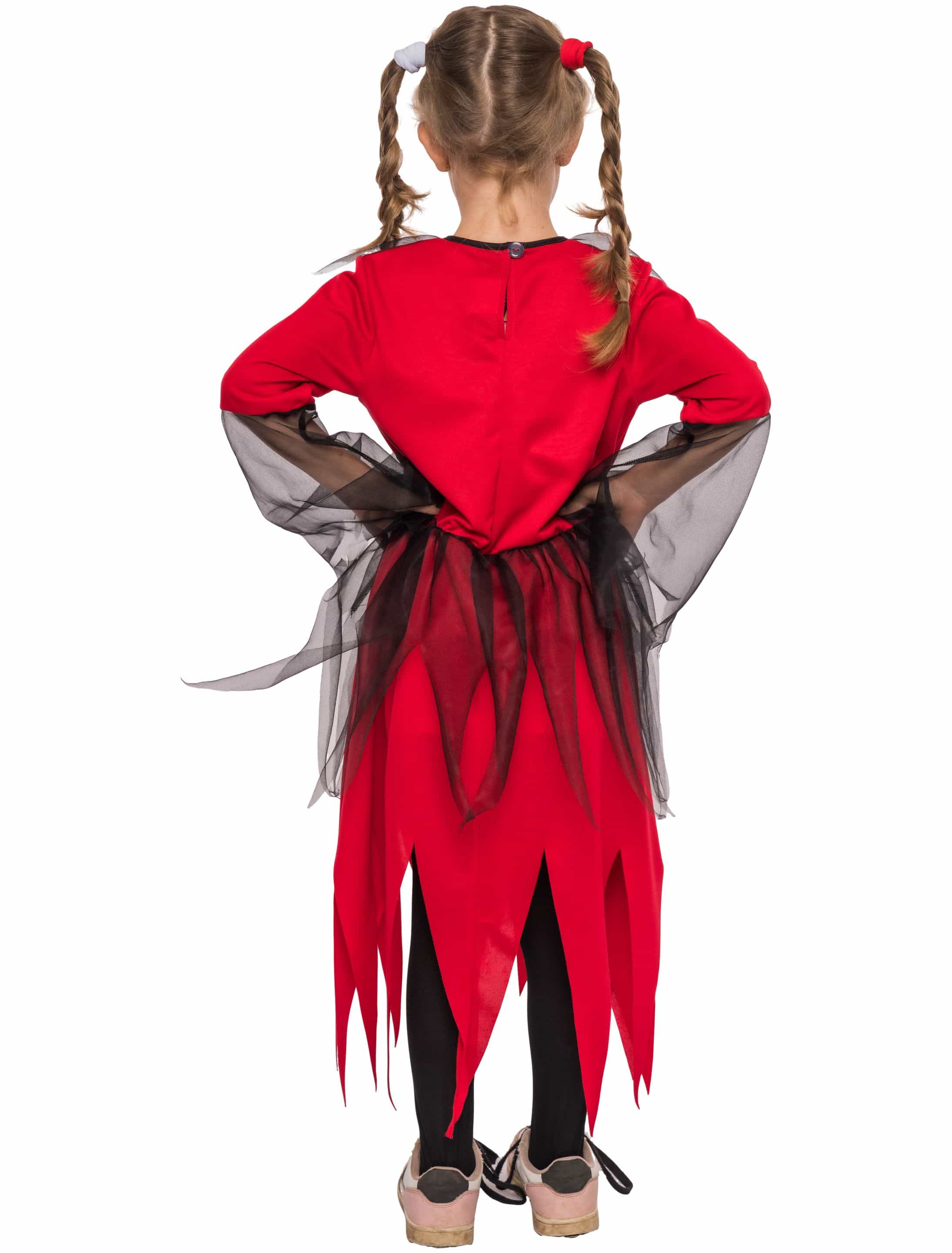 Kleid Teufel mit Tüll Mädchen schwarz/rot 164
