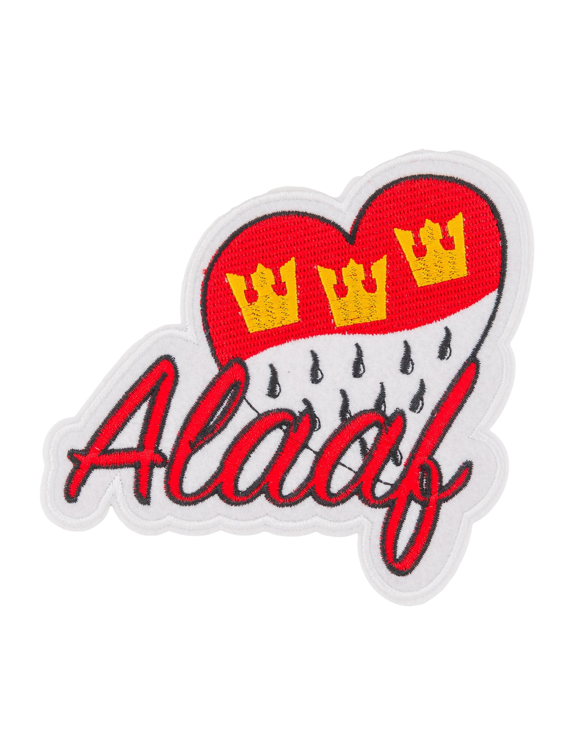 Bügelpatch Herz Alaaf 12cm rot/weiß