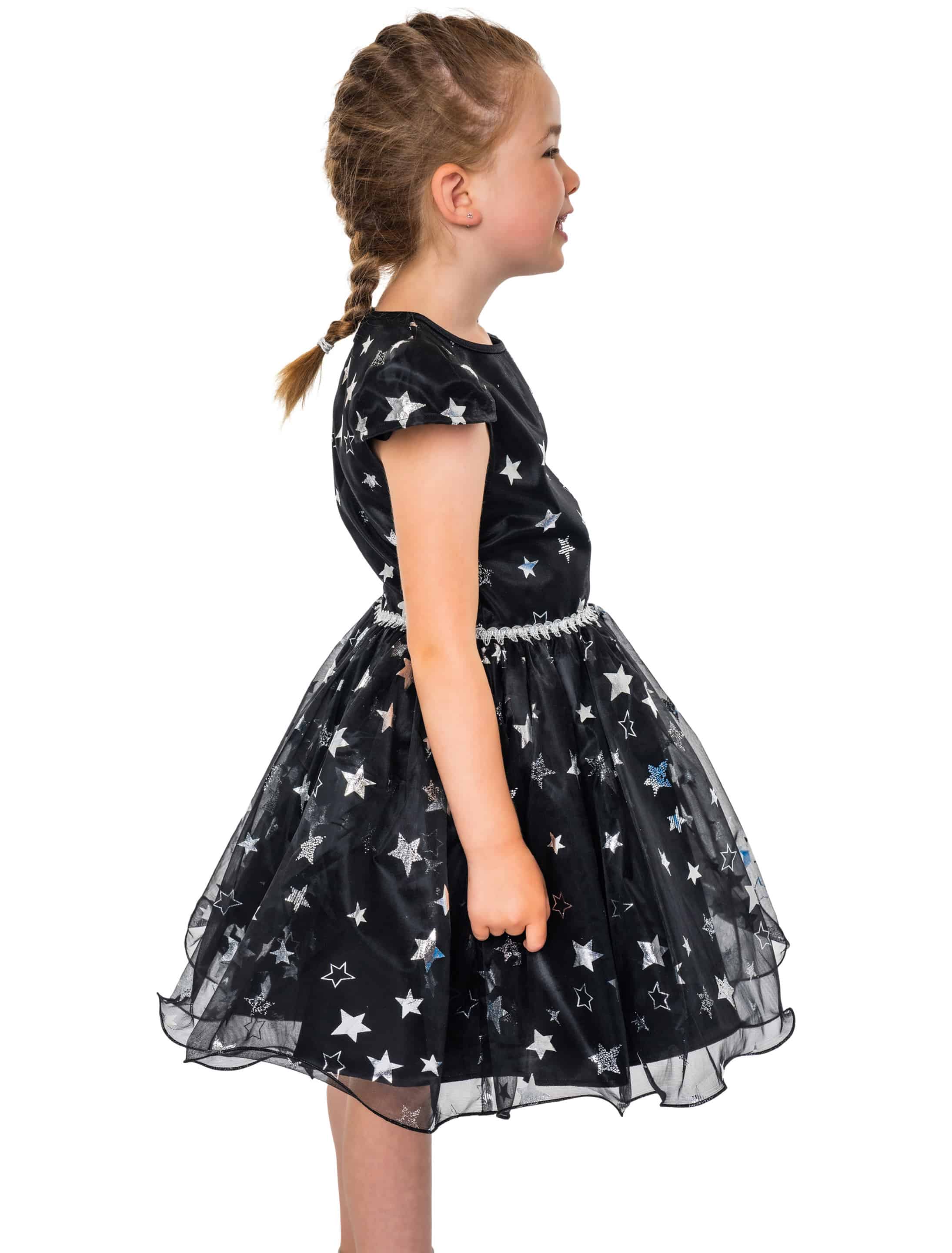 Kleid Hexe mit Sternen silber schwarz 116