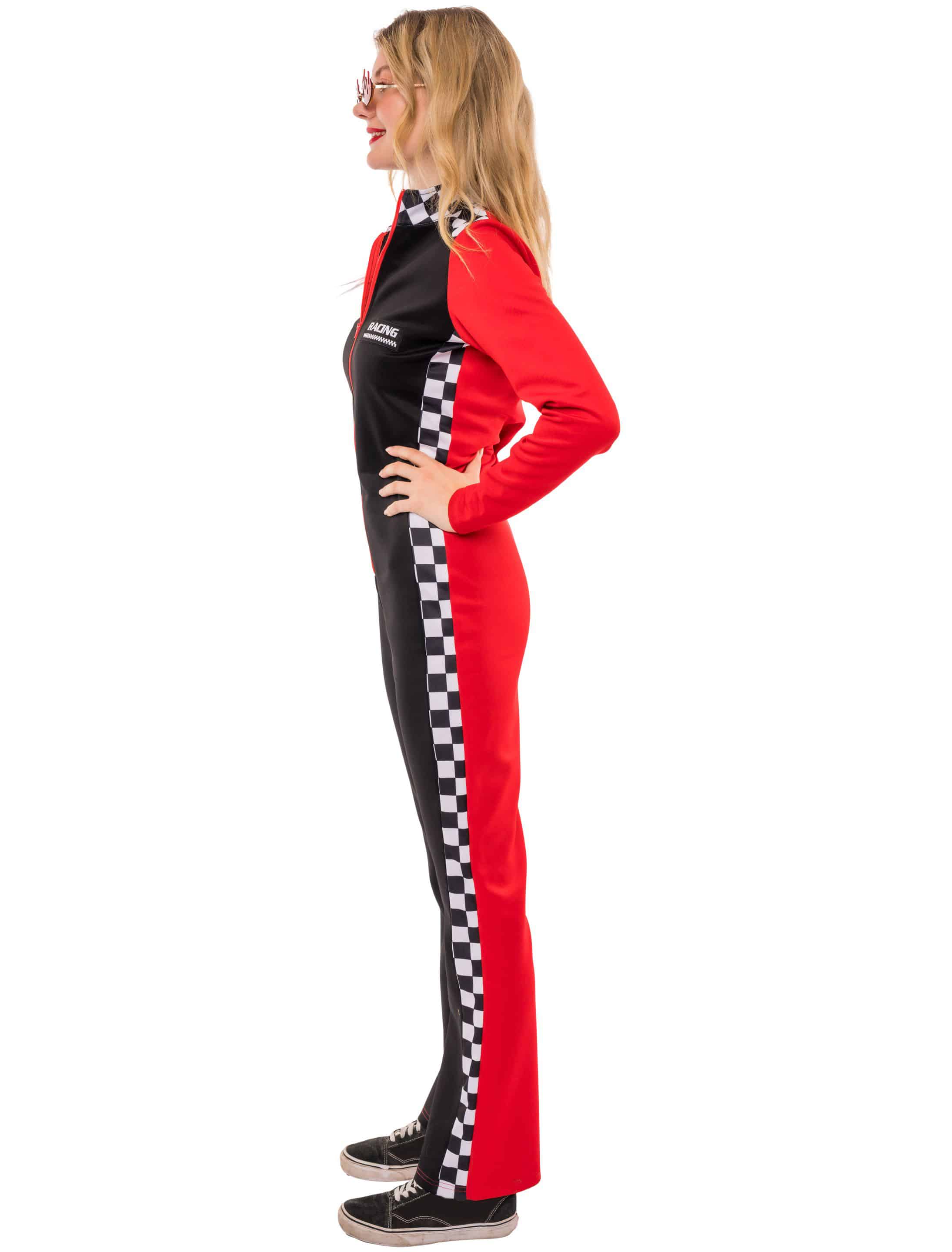 Jumpsuit Rennfahrerin Damen schwarz/rot L/XL
