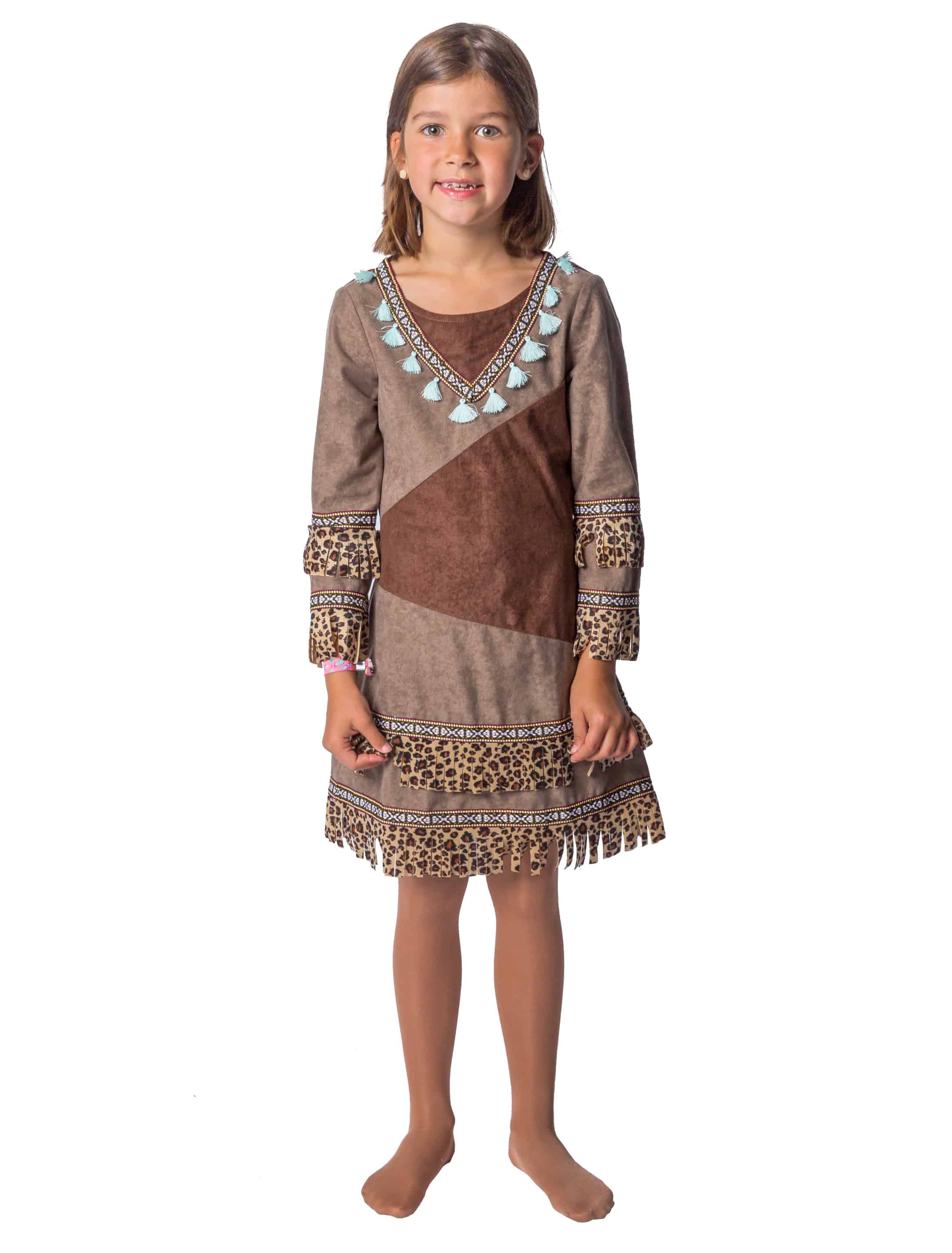 Kleid Indianerin Kinder Mädchen dunkelbraun 140