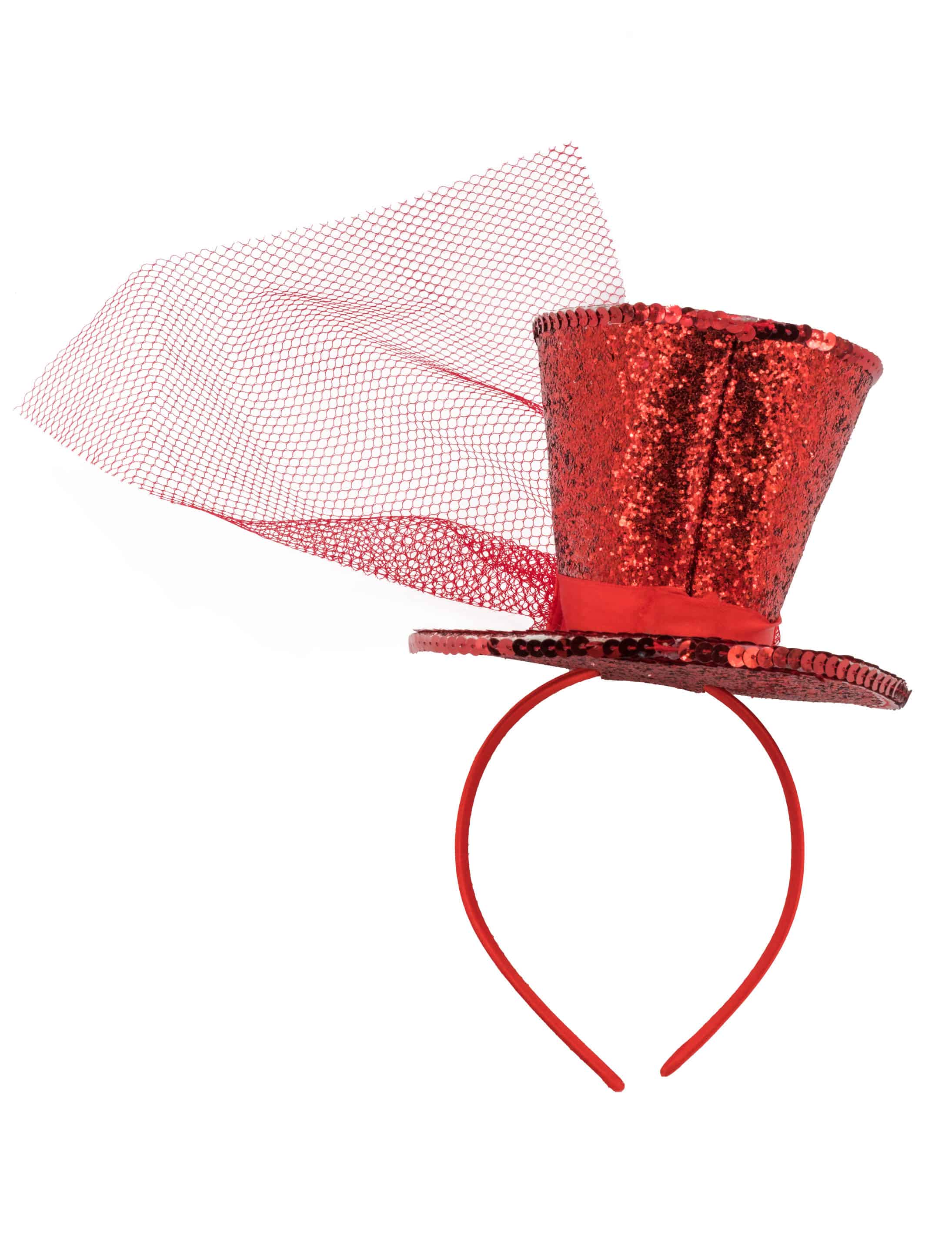 Haarreif Mini Zylinder Schleier rot Haarreif Mini Zylinder Schleier rot