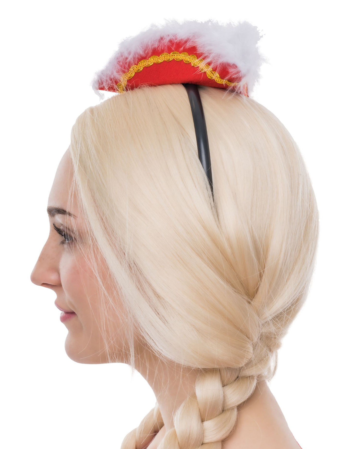 Dreispitz Mini Haarband mit Marabu rot