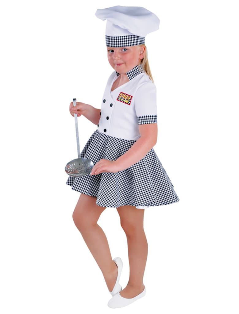 Kleid Köchin Kinder 2-tlg. schwarz/weiß 140