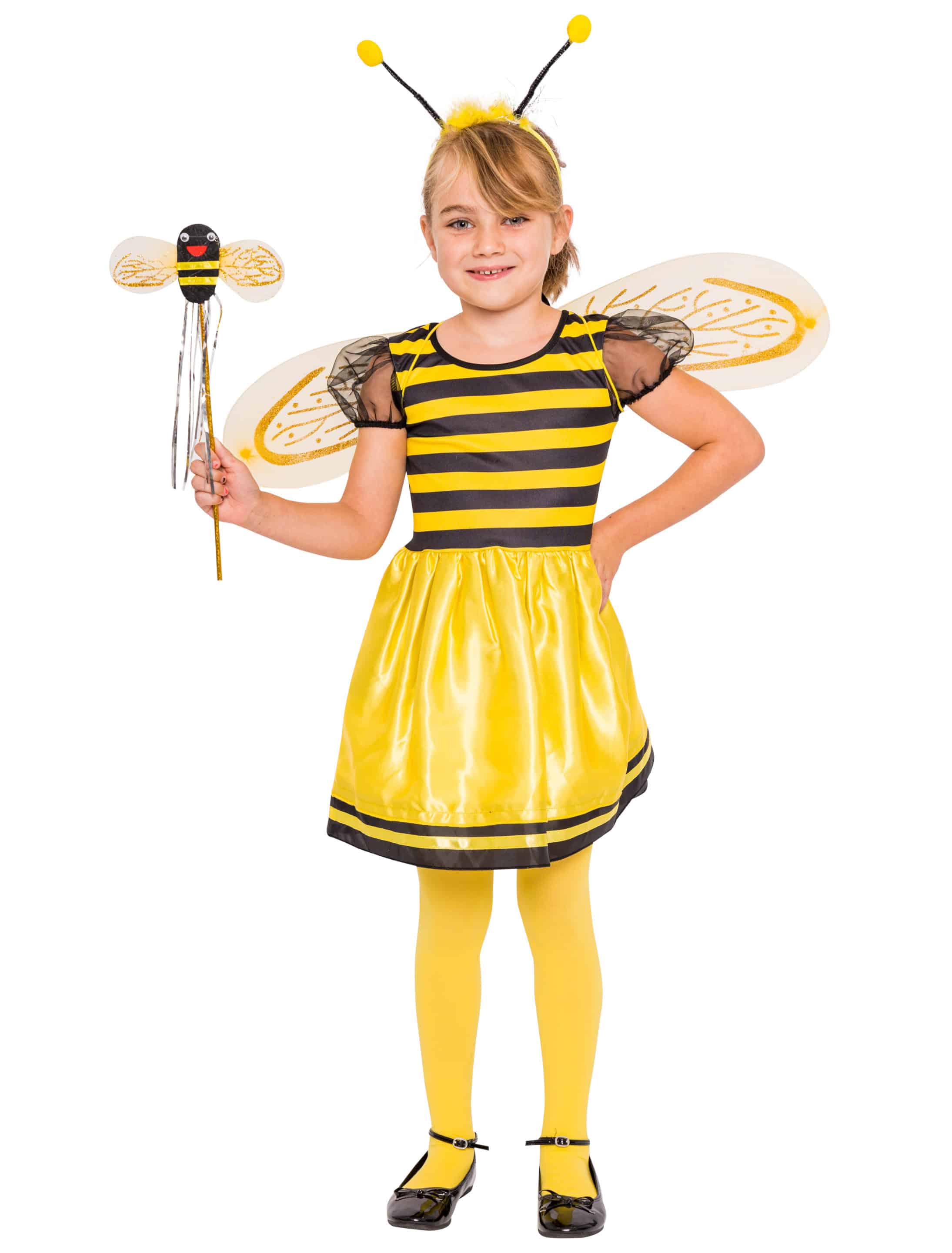 Kleid Bienchen Kinder schwarz/gelb 7-8 Jahre