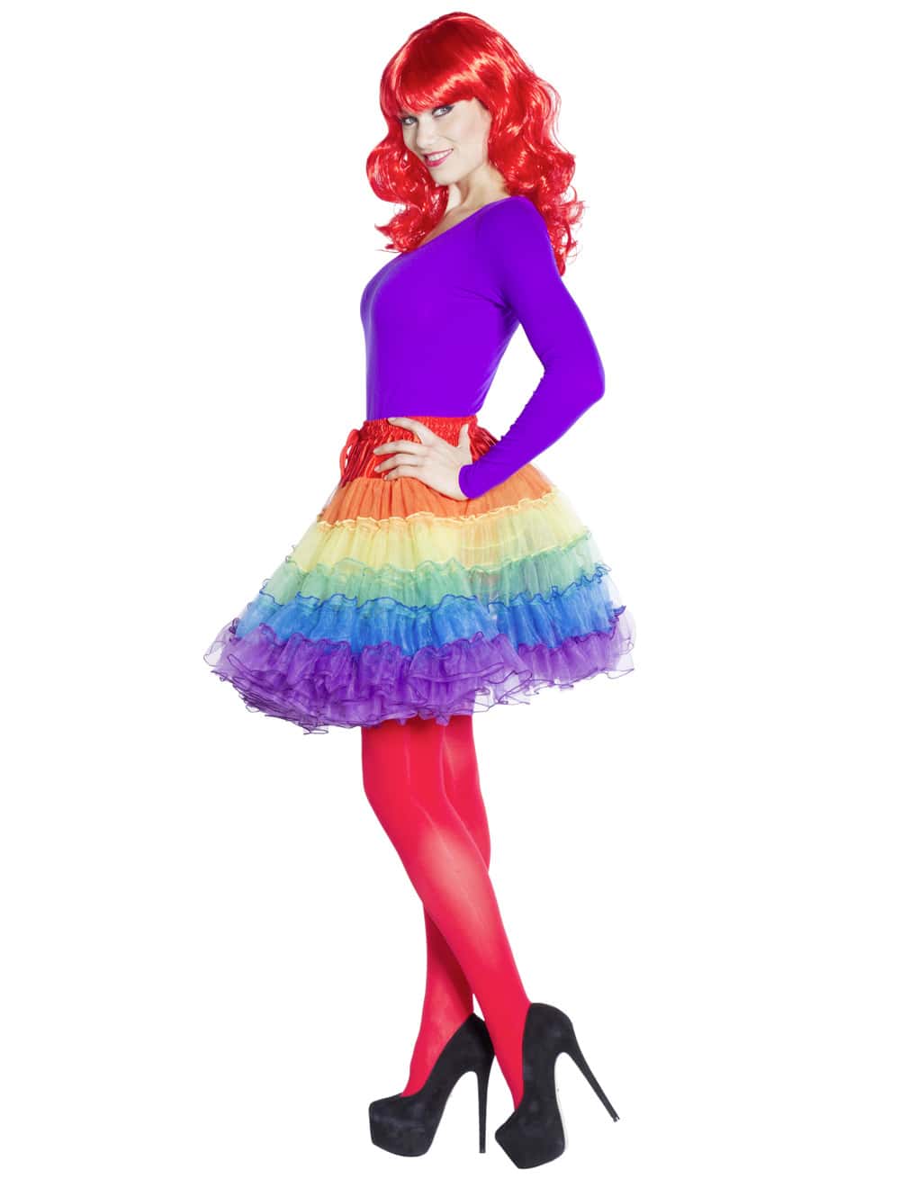 Petticoat de luxe gestreift Damen rainbow one size