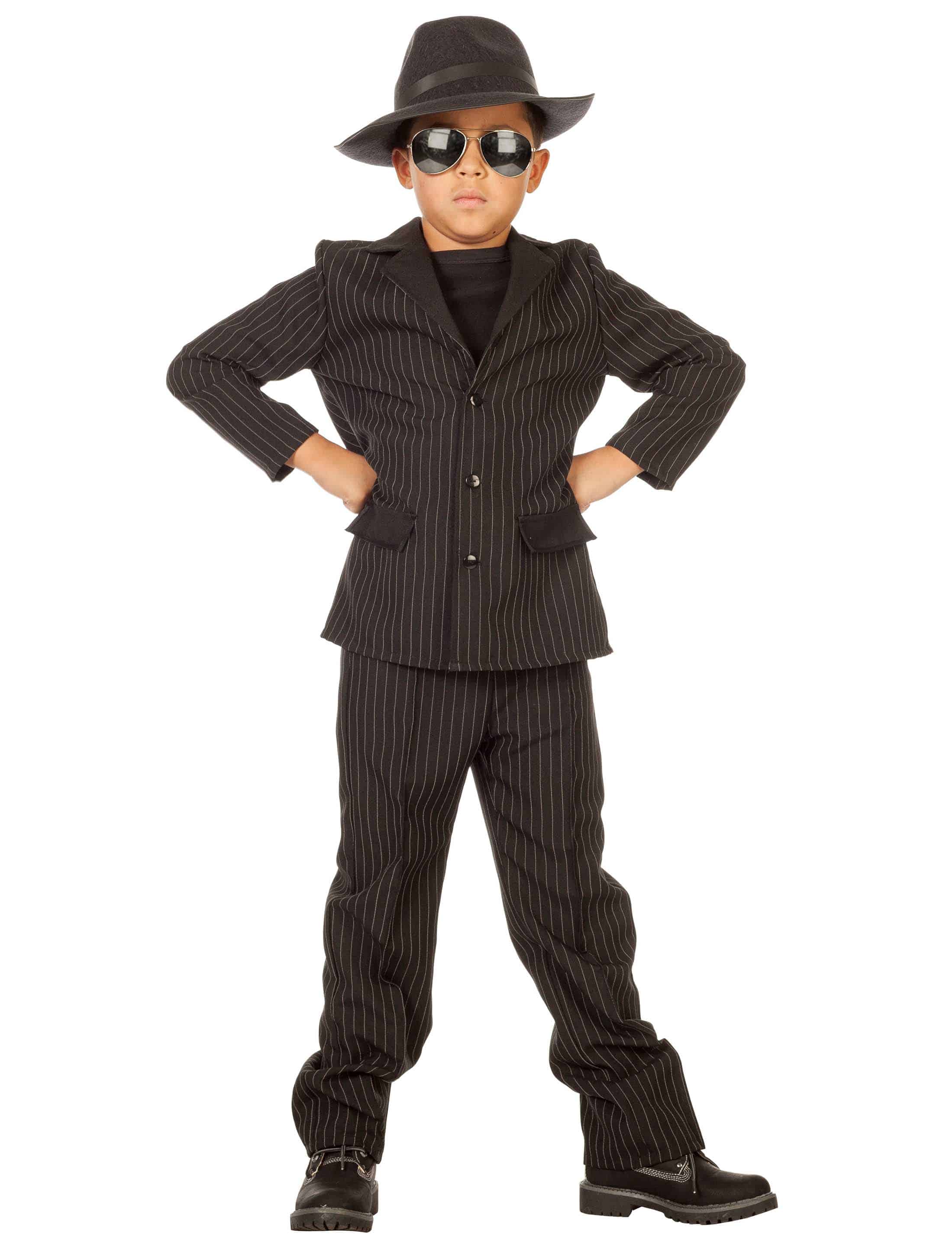 Anzug Gangster Junge 2-tlg. Jungen schwarz/weiß 104
